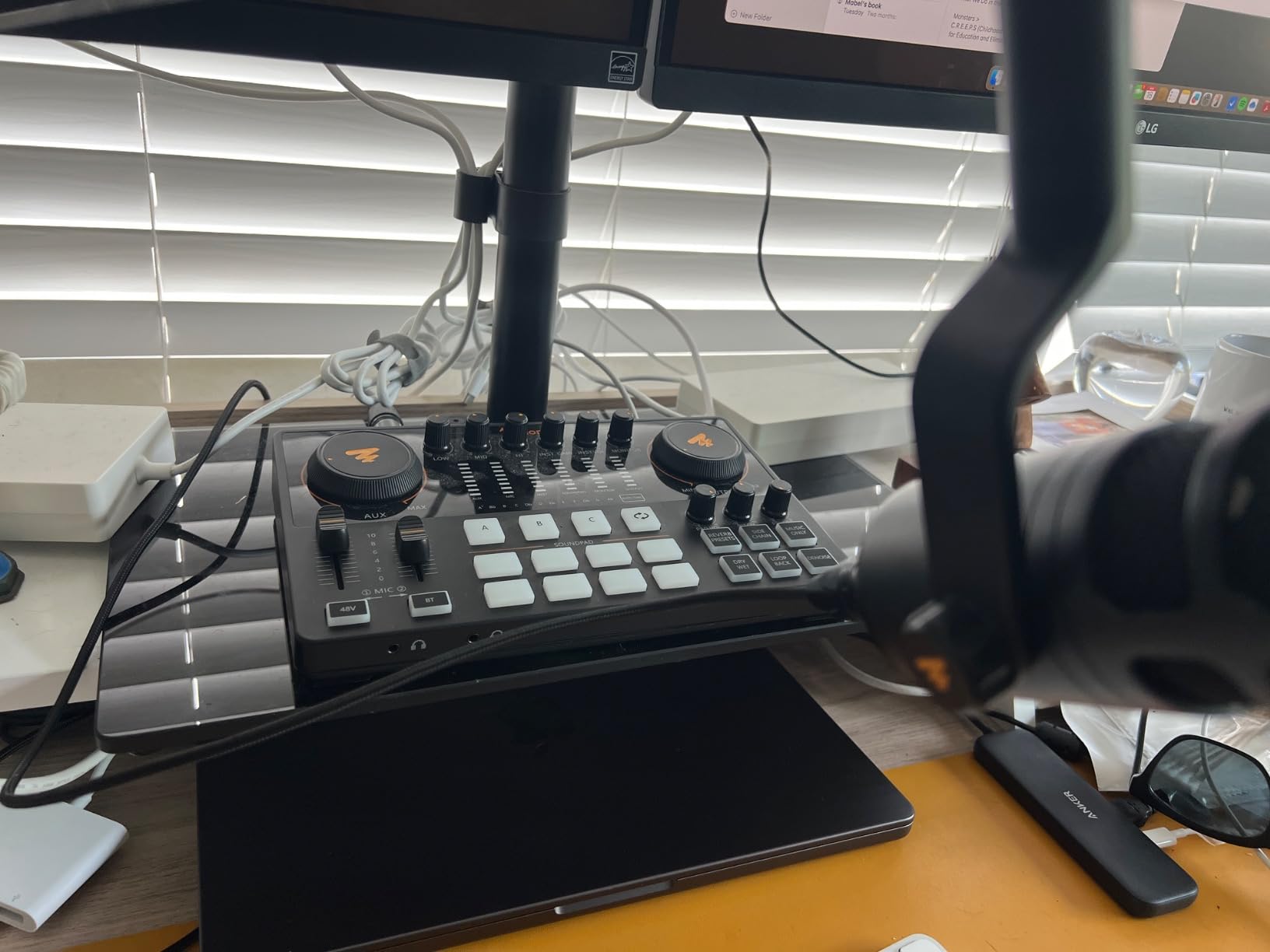 MAONO AME2 Audio Interface Mixer, Podcast Studio Console with XLR Input | 48V phantom power, Bluetooth, 11 custom sound pads customer photo 1