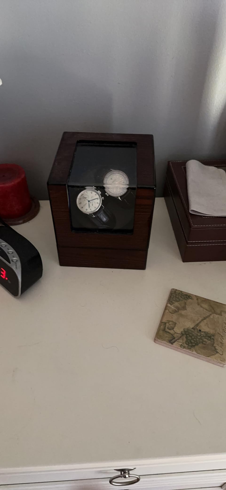 ANWBROAD Watch Winder for Automatic Watches Double with Super Quiet Motor Flexible Watch Pillows LED Backlight Wooden 5 Modes Battery or Type-C Adapter customer photo 1