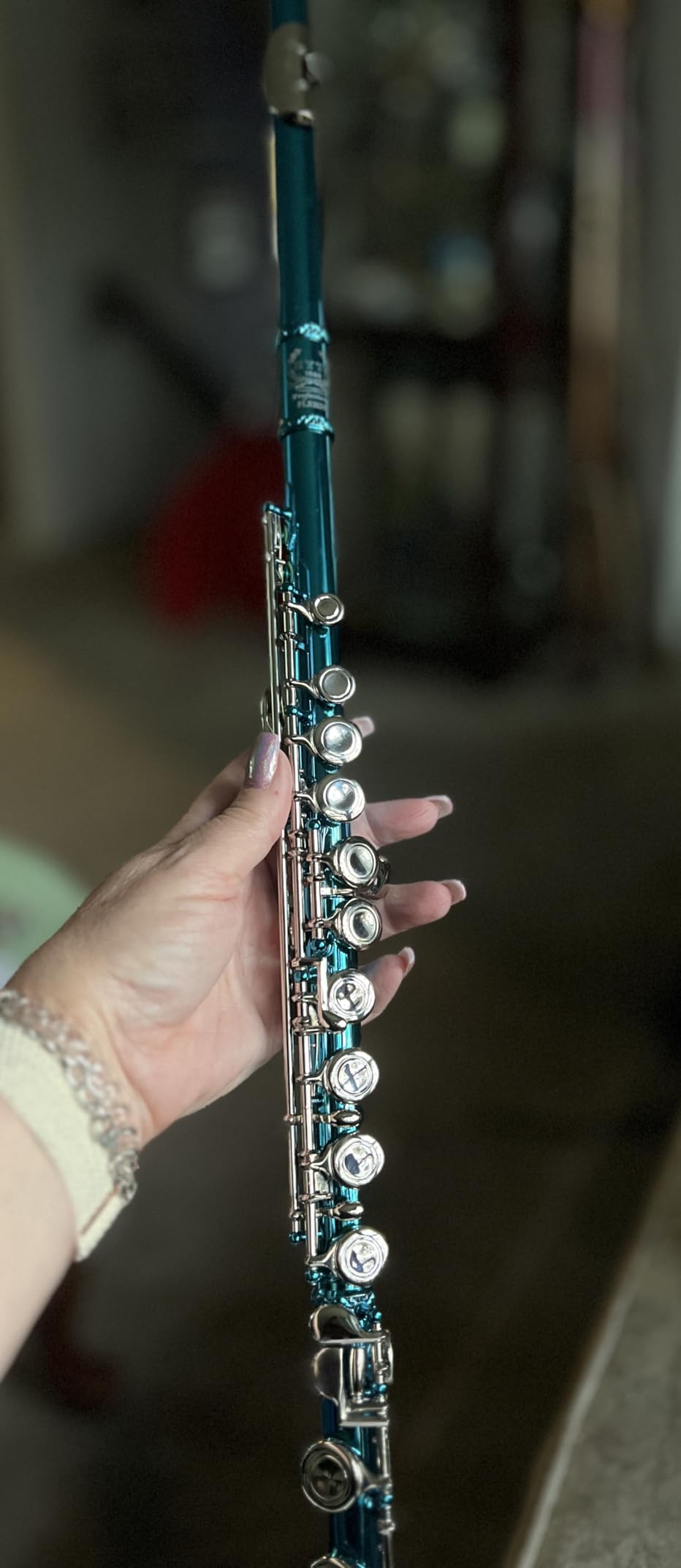 Rhythm C Flutes with Engraved Flower Closed Hole 16 Keys Flute For Student, Beginner with Stand, Carrying Case,Gloves,Joint Grease, Tuning Rod, Nickel customer photo 1