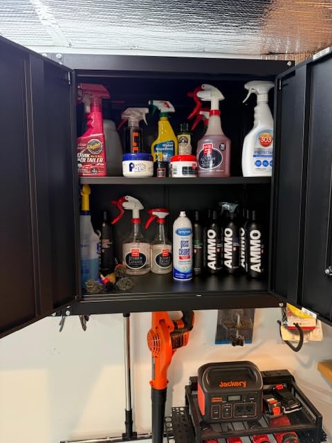 GREATMEET Locking Metal Wall Cabinets for Garage, Garage Cabinets Wall Mount, Steel Floating Hanging Storage Cabinet with Doors and Adjustable Shelf for Utility Room | 27.95