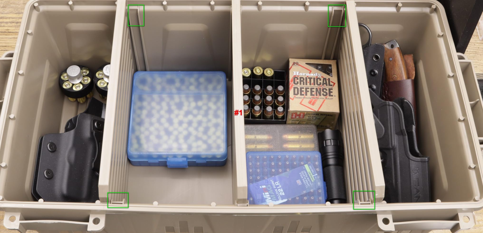 MTM ACDC30 Divided Ammo Crate Utility Box, Outdoor Gear & Tool Storage, Water- Resistant, Stackable, Snap Latch, 21