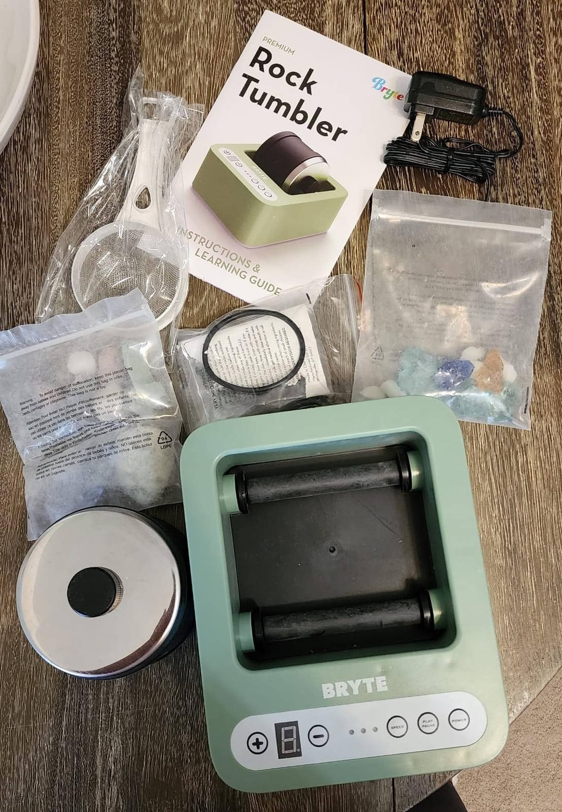 BRYTE Rock Tumbler & Tumbling Machine - Medium Mint Green, 3-Speed, Ages 8+ - Direct-Drive, 9-Day Timer & Cooling Quiet Motor - Indoor Quiet Polisher & Sea Glass Kit - Rock Tumblers for Adults & Kids customer photo 1