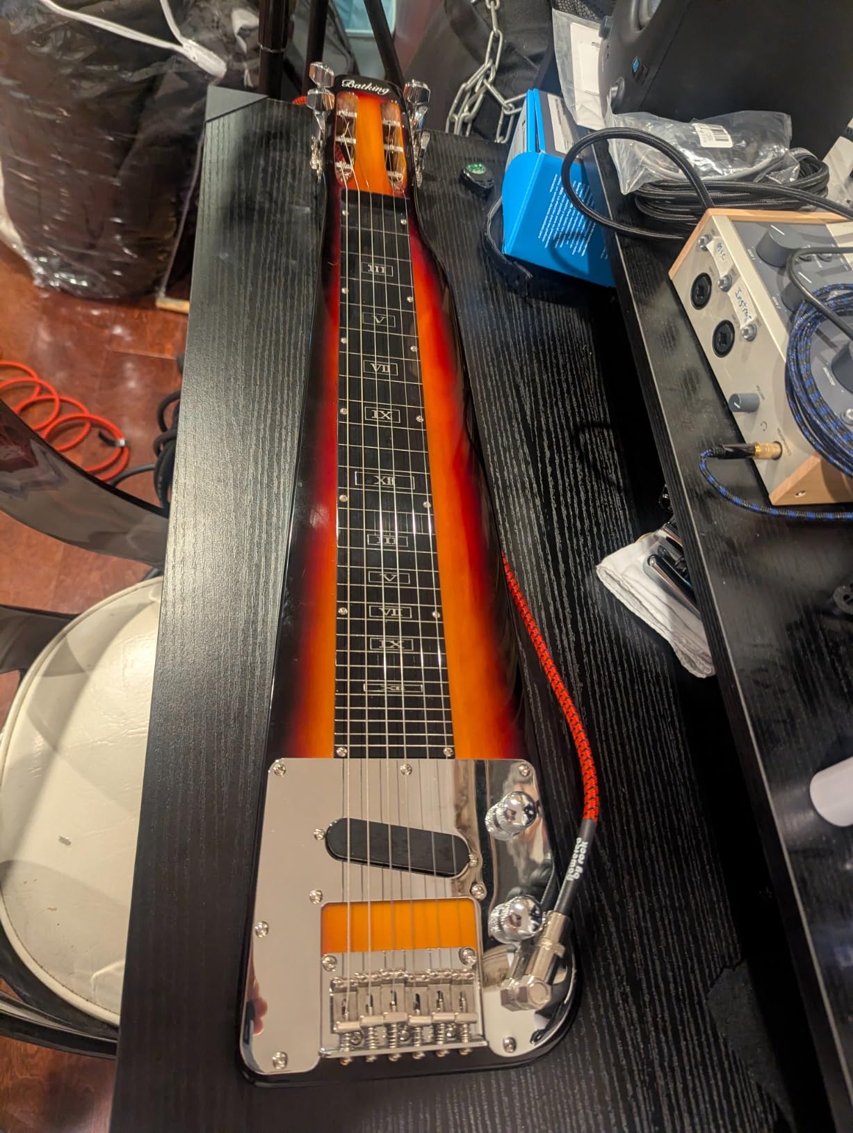 Batking Lap Steel Guitar 6 String Slotted Head Stock Electric Slide Guitars Blue Color customer photo 2