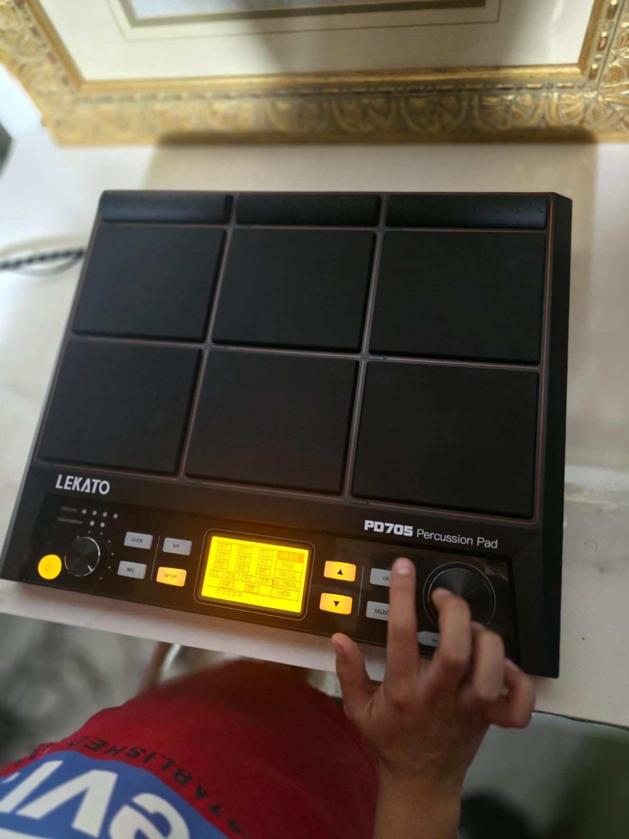 LEKATO Percussion Sample Pad, Electric Drum Pad with 9 Velocity-Sensitive Drum Pad, Electronic Drum Set Pad Multipad with MIDI out, USB MIDI, AUX, Looper, Trigger inputs, 592+ Sounds (PD705) customer photo 2