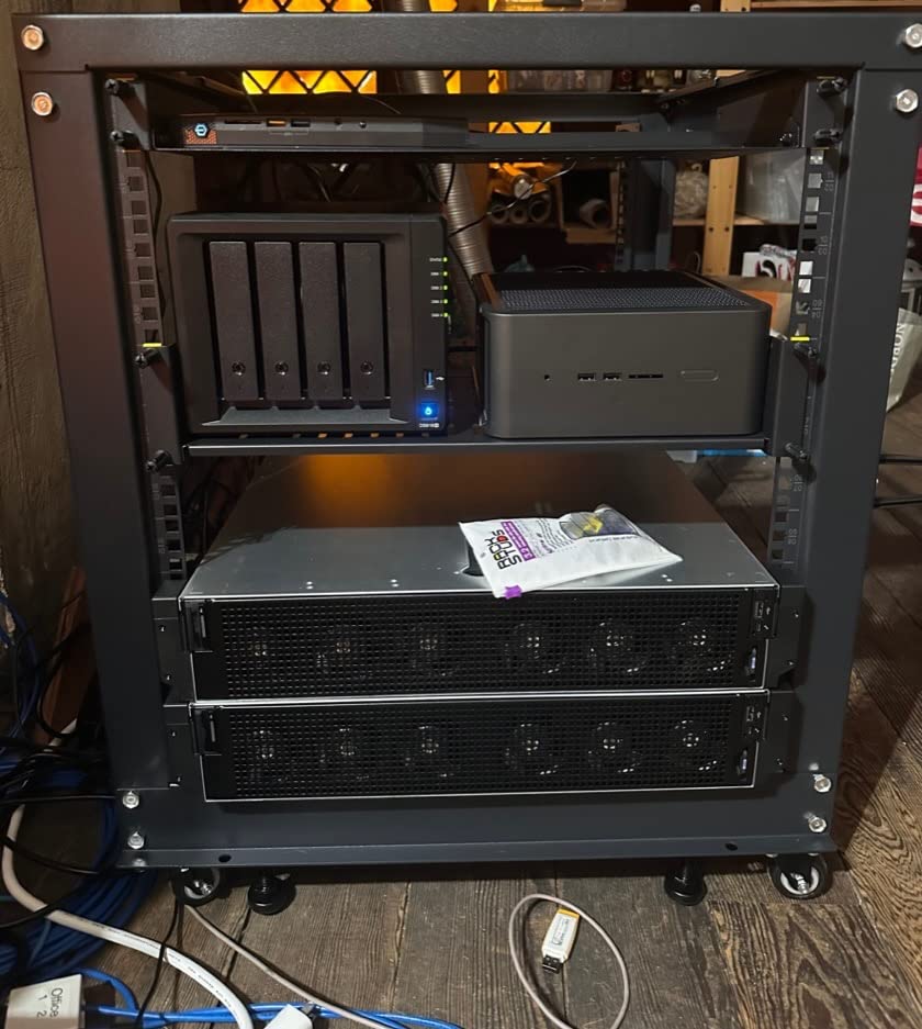 VIVO Black 12U Freestanding Server Rack Cart, CART-SR12U | Mobile Open Frame 22 to 40 inch Adjustable Network Server Cart, Open Frame Design customer photo 2