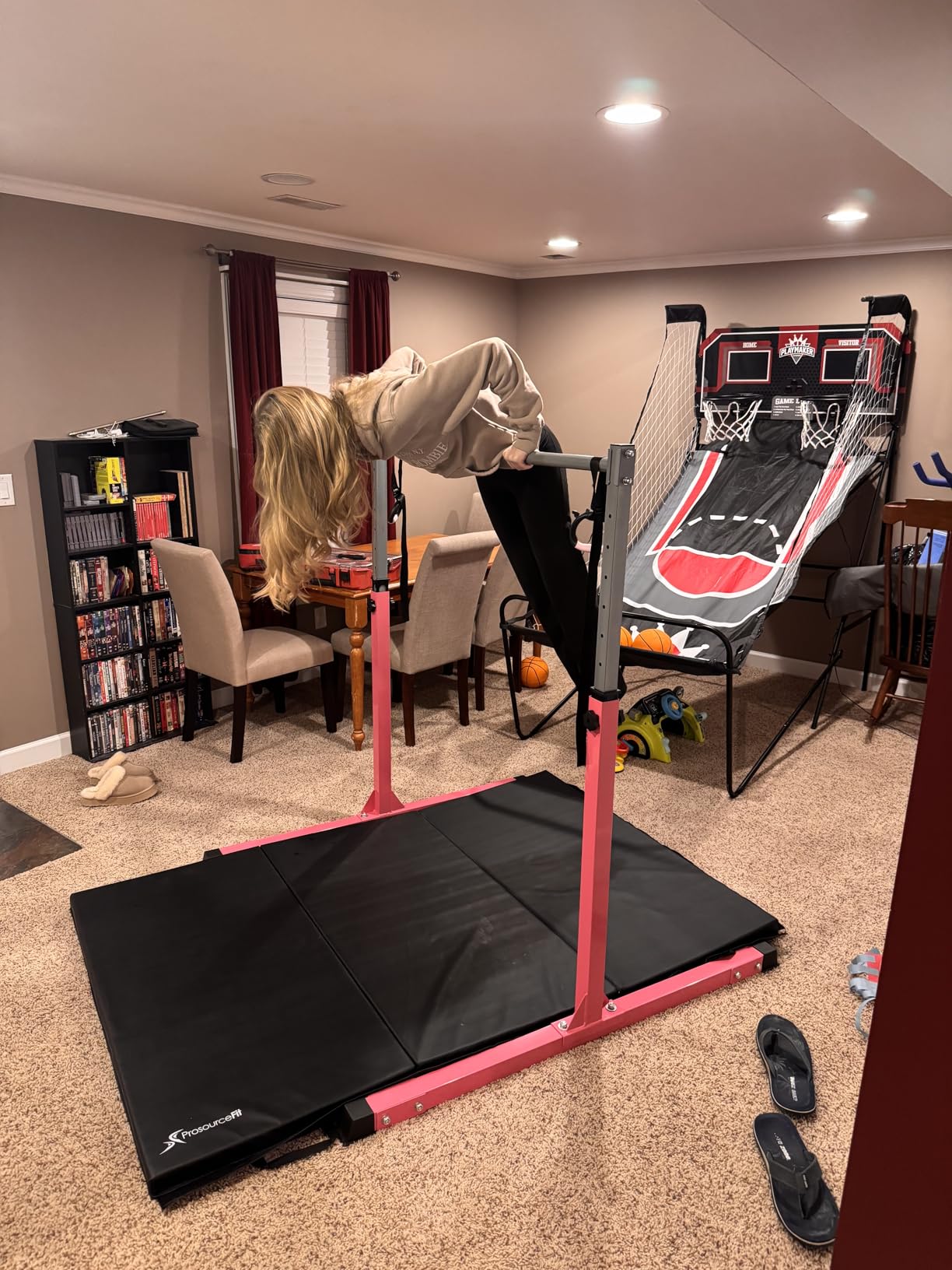 Safly Fun Gymnastics Bar for Kids Ages 3-15 | Sturdy Steel Home Gym, Adjustable Height (3 to 5 ft) with Anti-Slip Base, Easy Assembly customer photo 1
