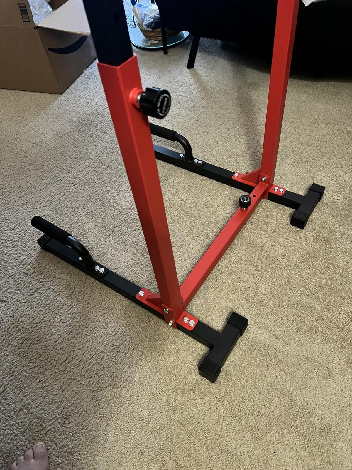 SELEWARE Heavy Duty Dip Bar, Adjustable Width & Height Dip Station Home Gym Fitness Equipment, 800lbs Capacity, Multifunctional Strength Training Dip Stand with Push Up Bar for Tricep Dips, L-Sits customer photo 1