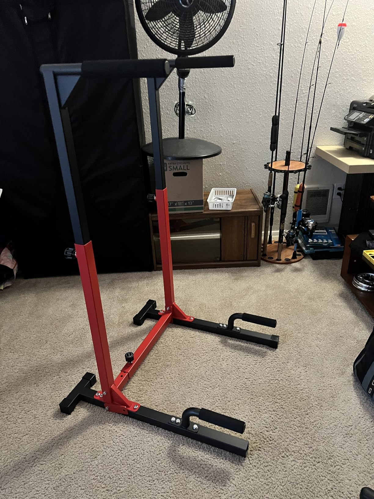 SELEWARE Heavy Duty Dip Bar, Adjustable Width & Height Dip Station Home Gym Fitness Equipment, 800lbs Capacity, Multifunctional Strength Training Dip Stand with Push Up Bar for Tricep Dips, L-Sits customer photo 2