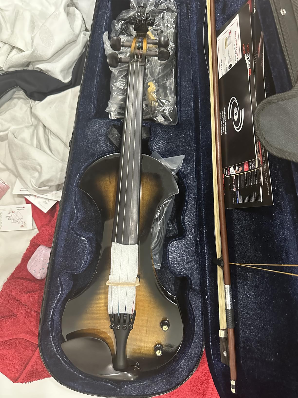 Pyle Full Size Electric Violin Kit - 4/4 Solid Wood Silent Fiddle with Hard Case, Bow, Ebony Fittings, and Digital Tuner customer photo 1