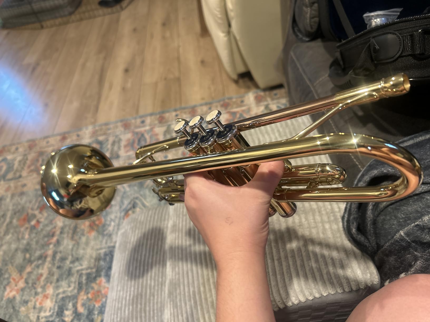 bb trumpet 6331 brass b flat trumpet for beginners and intermediate players copper leadpipe gold lacquer finish stainless steel valves phosphorus hard case and accessories included customer photo 1