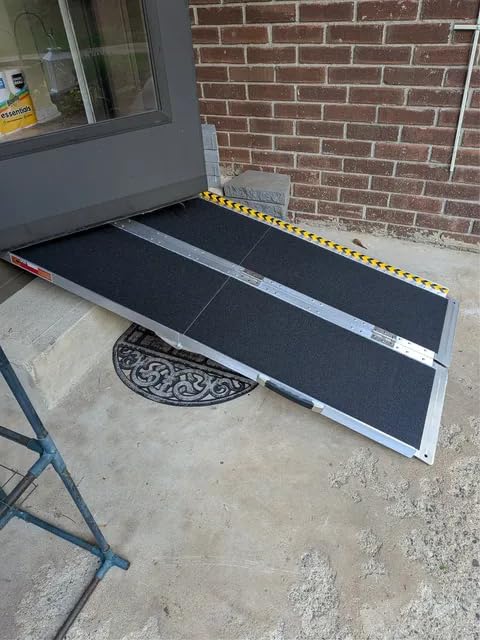 VNN Portable Wheelchair Ramp 7FT, Seamless Non-Slip Aluminum Ramps for Wheelchairs for Home, Handicap Wheelchair Ramps for Home Steps, Aluminum Loading Dock Plates, Doorways, Black customer photo 2