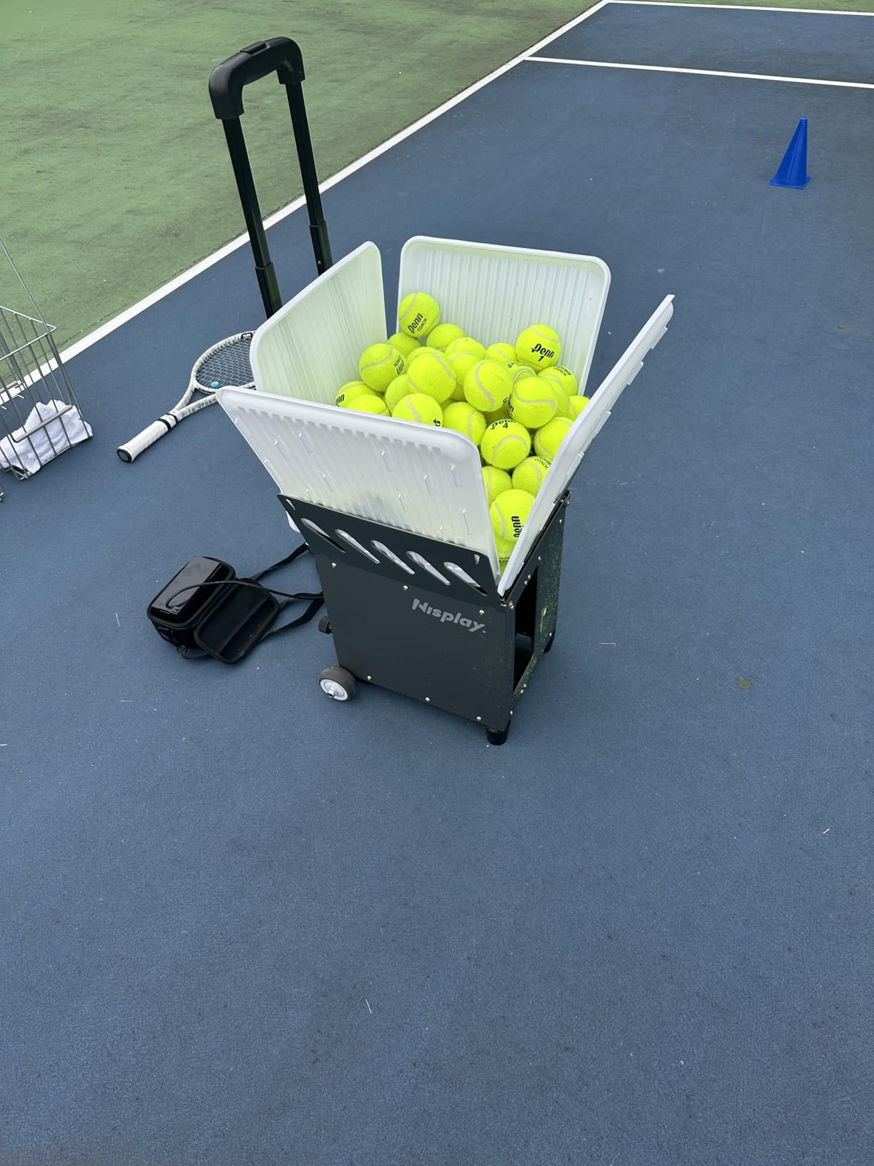 Portable Tennis Ball Machine (26lbs) - Dual Motor for TopSpin and Backspin, 80+ Balls, Max 68MPH, 4+ Hours Play with External Lithium Battery customer photo 1