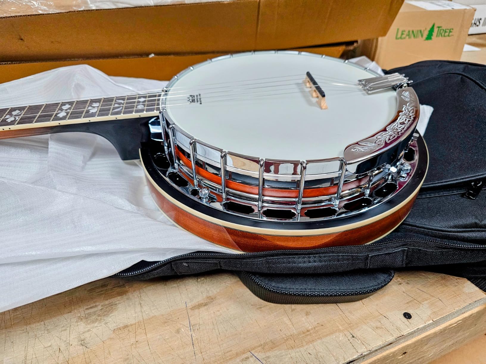 5 String Full Size Banjo Solid Back with Beginner Kit, Remo Head Coated Top, European Maple Body, Sapele Back, Okoume Neck customer photo 2