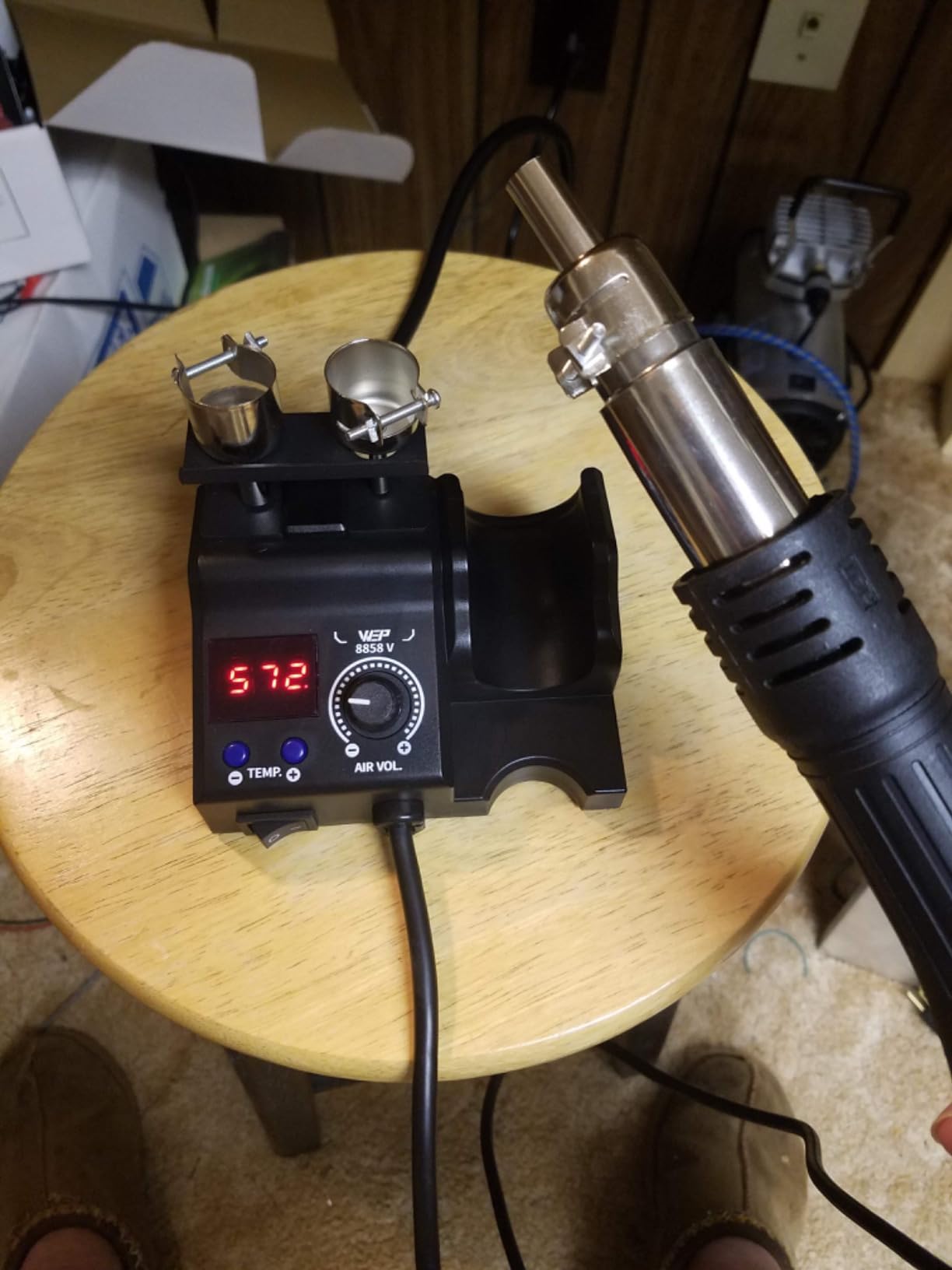 WEP 8858-V Hot Air Rework Station Kit with Compact Size, Integrated Nozzle Holder, 3 Nozzles, 2 Tweezers, Adjustable Temperature & Air Volume, PID Program, C/F Conversion customer photo 1