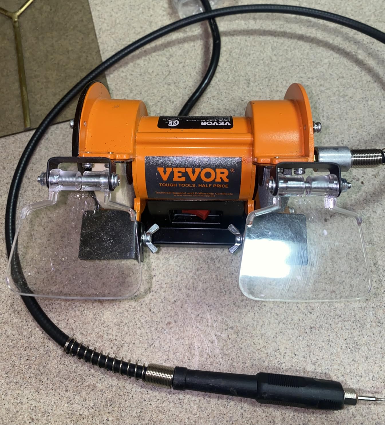 VEVOR Bench Buffer Polisher, Bench Buffer Grinder Polishing & Buffing Machine for Metal/Jewelry/Wood/Jade/Plastic/Silver DIY, with Wool/Abrasive Fiber Wheel/Grinding Wheel,100pcs Tools, 3590RPM customer photo 1