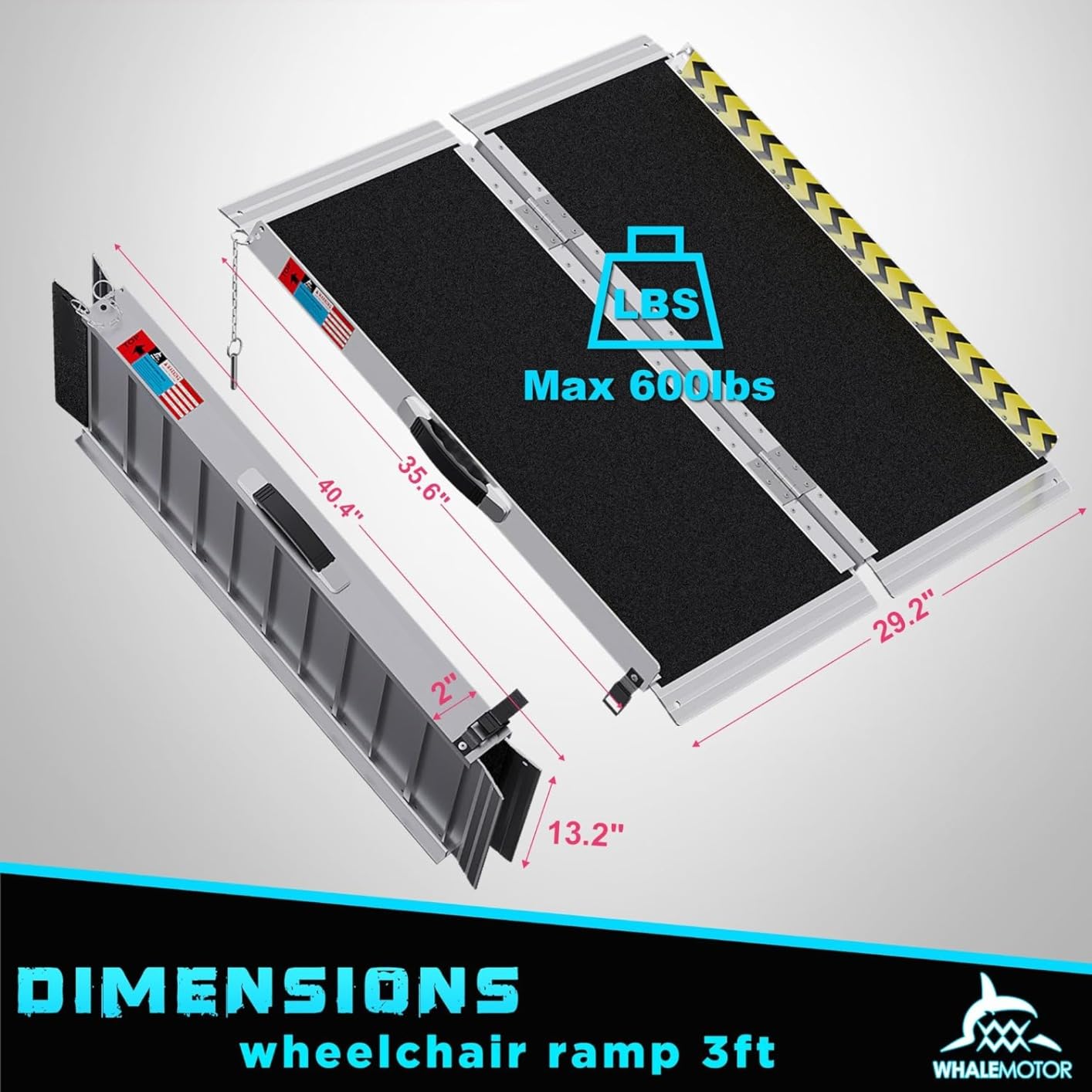 WHALEMOTOR Portable Wheelchair Ramp 4FT, Anti-Slip Aluminum Folding Portable Ramp, Wheelchair Ramps for Home, Weight Capacity Up to 800 LBS, with Transition Plates Above and Below, Loading Dock Plates customer photo 2