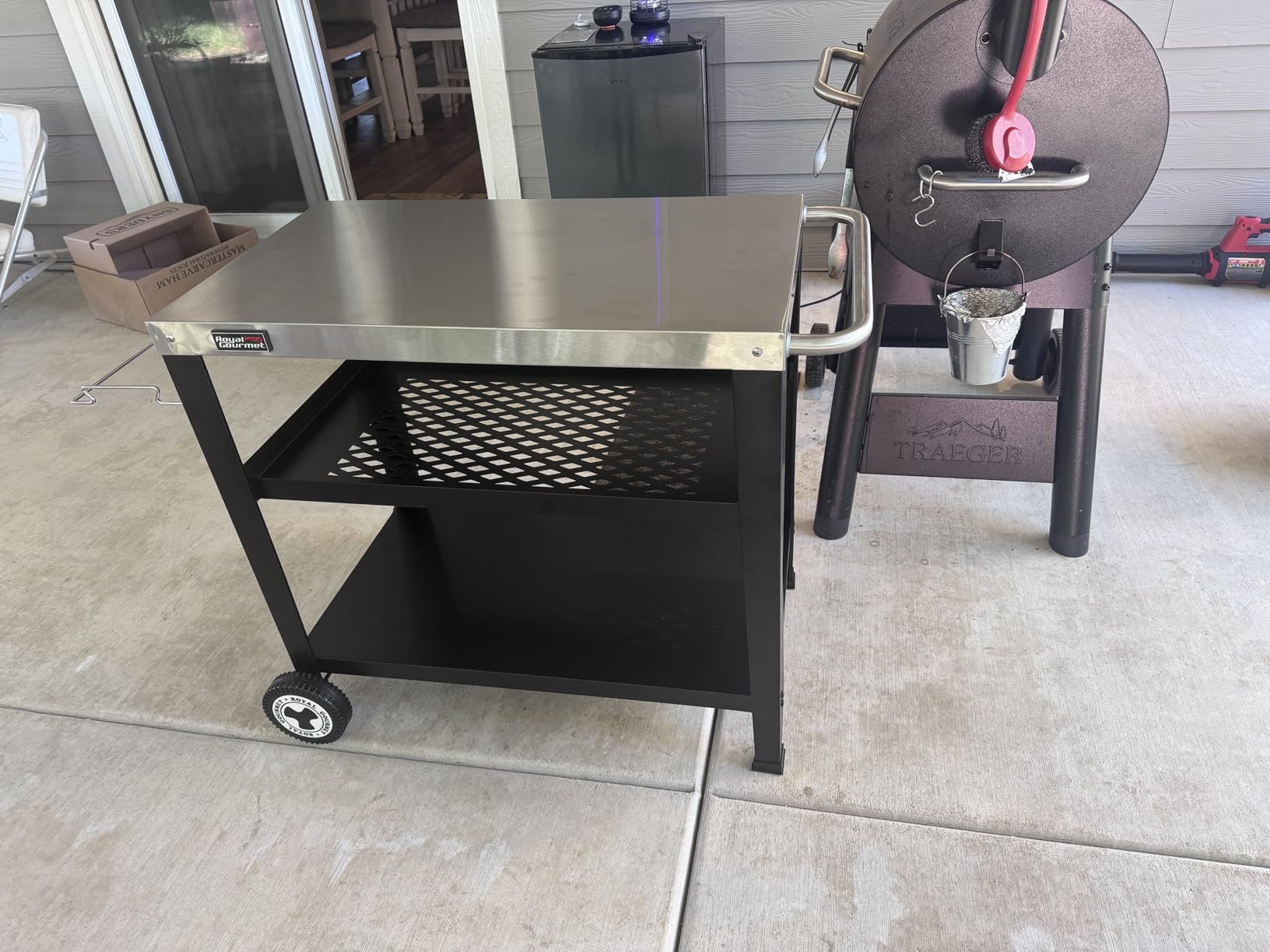 Royal Gourmet PC3404S Movable 3-Shelf Grill Table, Stainless Steel Tabletop, 34