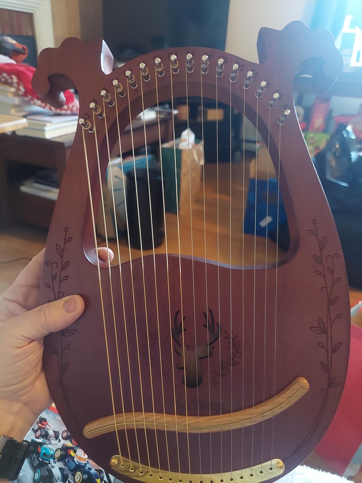 Lyre Harp, 16-String Mahogany Lyra Harp Kit for Beginners Adults with Tuning Wrench, Gig Bag, Instructions, Extra Strings customer photo 1