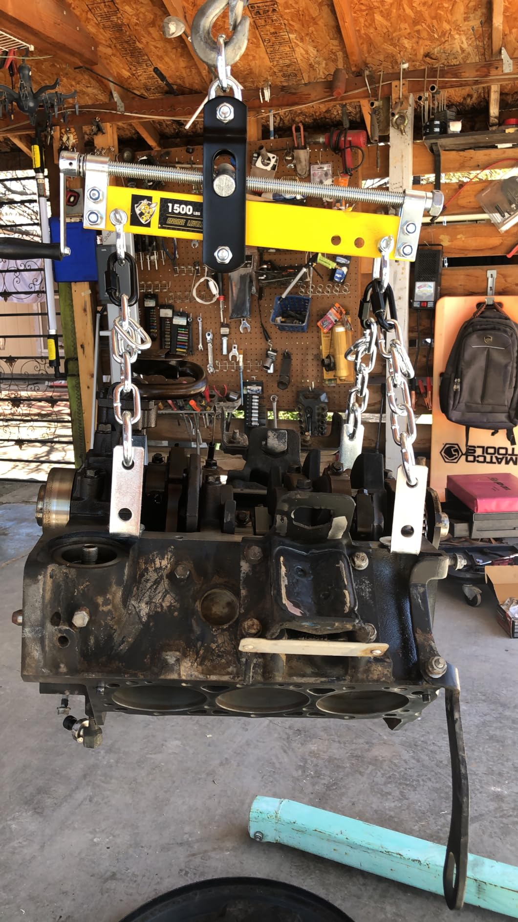 YELLOW JACKET Engine Hoist Shop Crane Engine Leveler 1500lbs | Steel with Ball Bearing & Adjustable Handle, 14