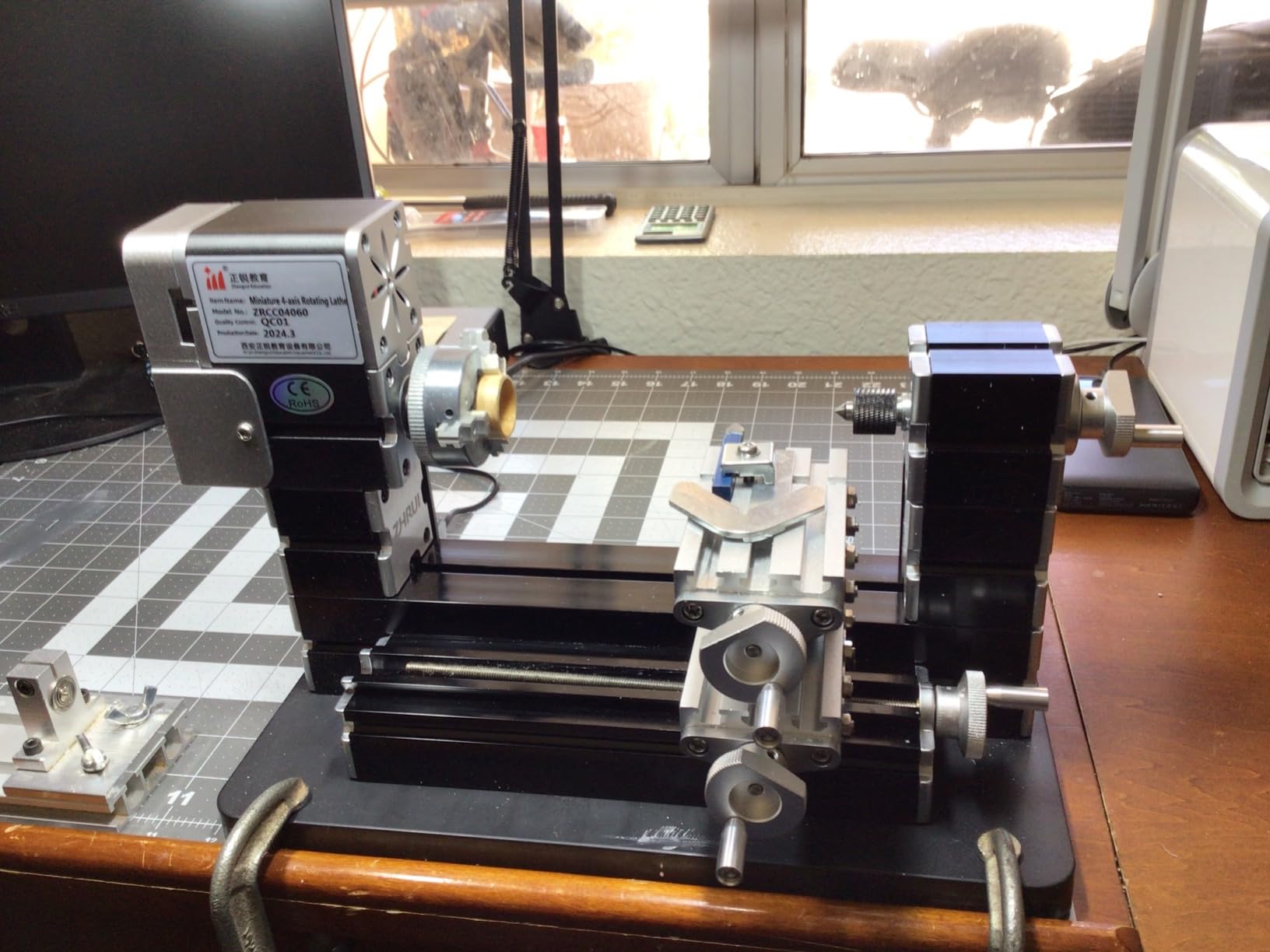 Mini Metal Lathe 60W 12,000 RPM, 4-Axis All-Machine Tool for Soft Metal Wood Acrylic Plastic, Precision Micro Lathe with Safety Guard Quick Indexer 0.02mm Scale (Gold Silver Aluminum Copper) customer photo 1