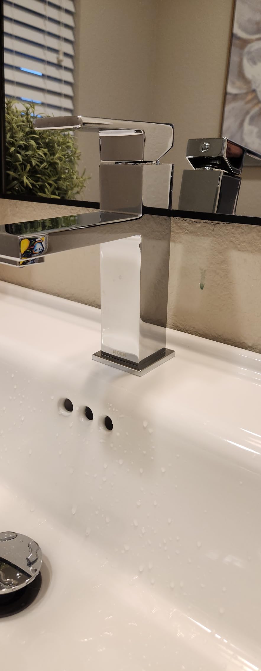 Moen Revyl Matte Black One-Handle Single Hole Modern Bathroom Sink Faucet with Optional Deckplate and Spring Loaded Drain Assembly, 84771BL customer photo 2
