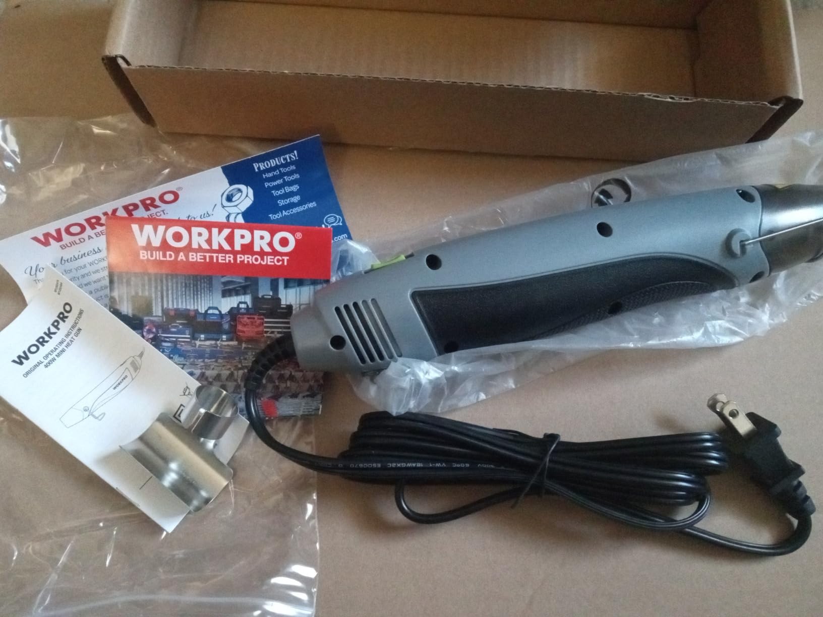 WORKPRO 400W Mini Heat Gun with Reflector Nozzle and 2 Temp Settings | 482℉/842℉ Dual Temperature Settings, 5.9ft Cable, Overload Protection, Ideal for Crafts, PVC Shrink Wrapping and Embossing customer photo 1