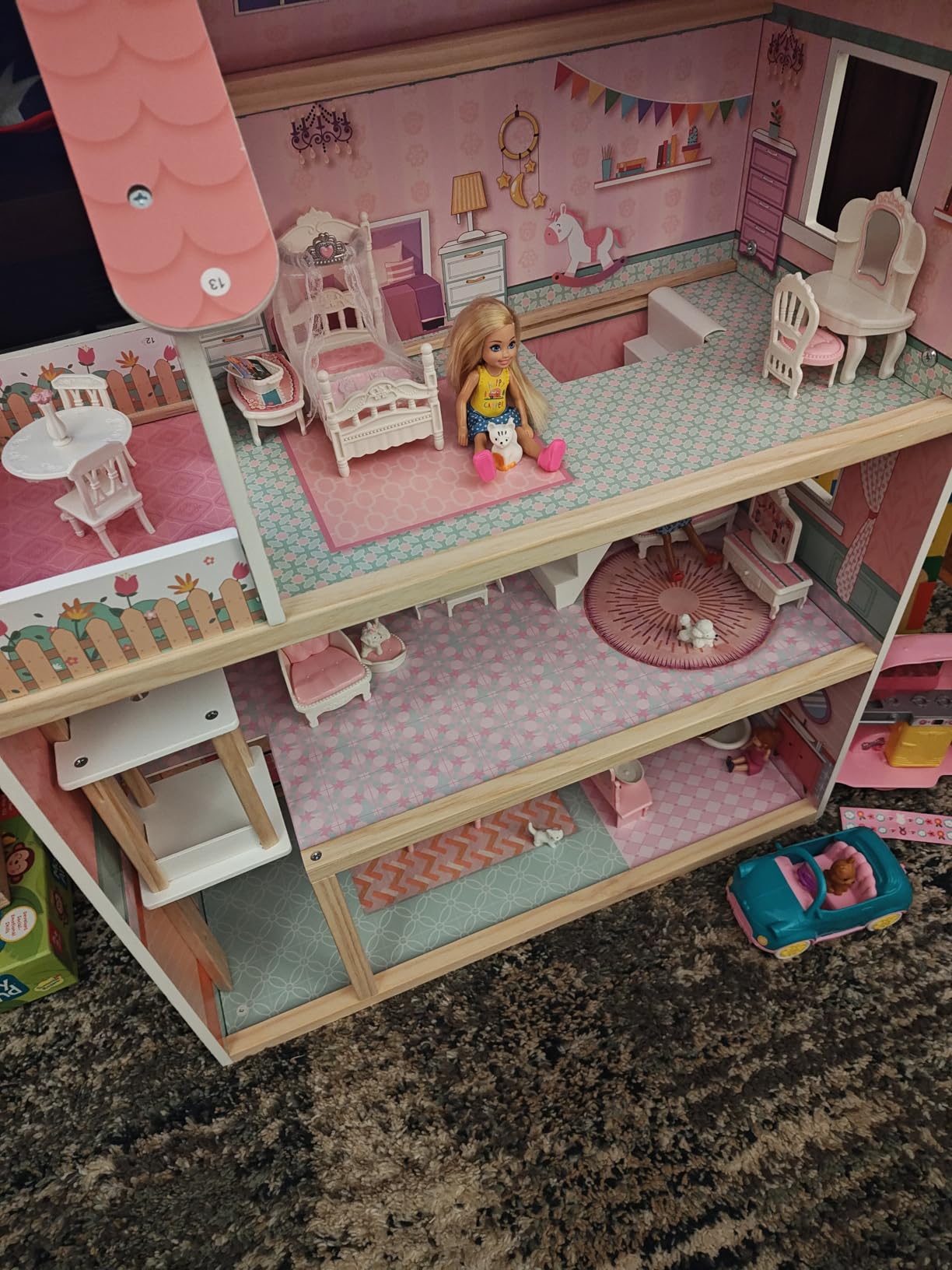 ROBUD Wooden Dollhouse, Doll House Playset | 24-pcs Exquisite Accessories, Working Elevator, Sturdy, Durable & Smooth-Finished, Gift for Ages 3+ customer photo 1