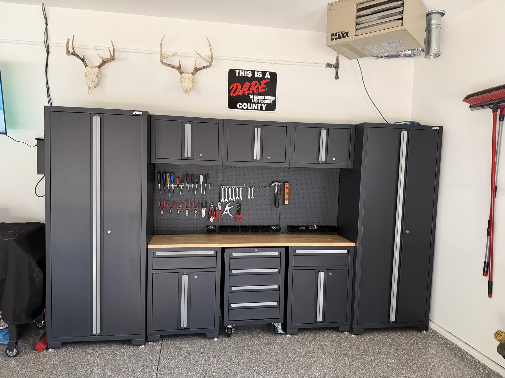 Garage Storage Cabinet System 9-Pcs Workshop Set, Black | Garage Cabinets and Storage System w/ Steel Cabinet Drawers, Rolling Chest, Workbench, Pegboard for Garage Tool Organization customer photo 2