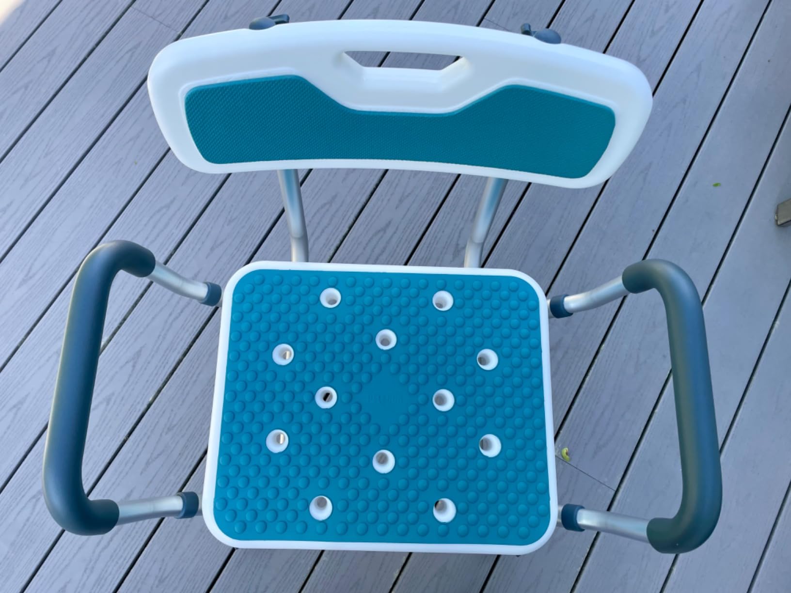 PELEGON Shower Chair for Elderly and Disabled (450lb) with Padded Armrests and Back, Adjustable Height Shower Seat, Heavy Duty Shower Chairs for Inside Shower, Handicap - Blue customer photo 2