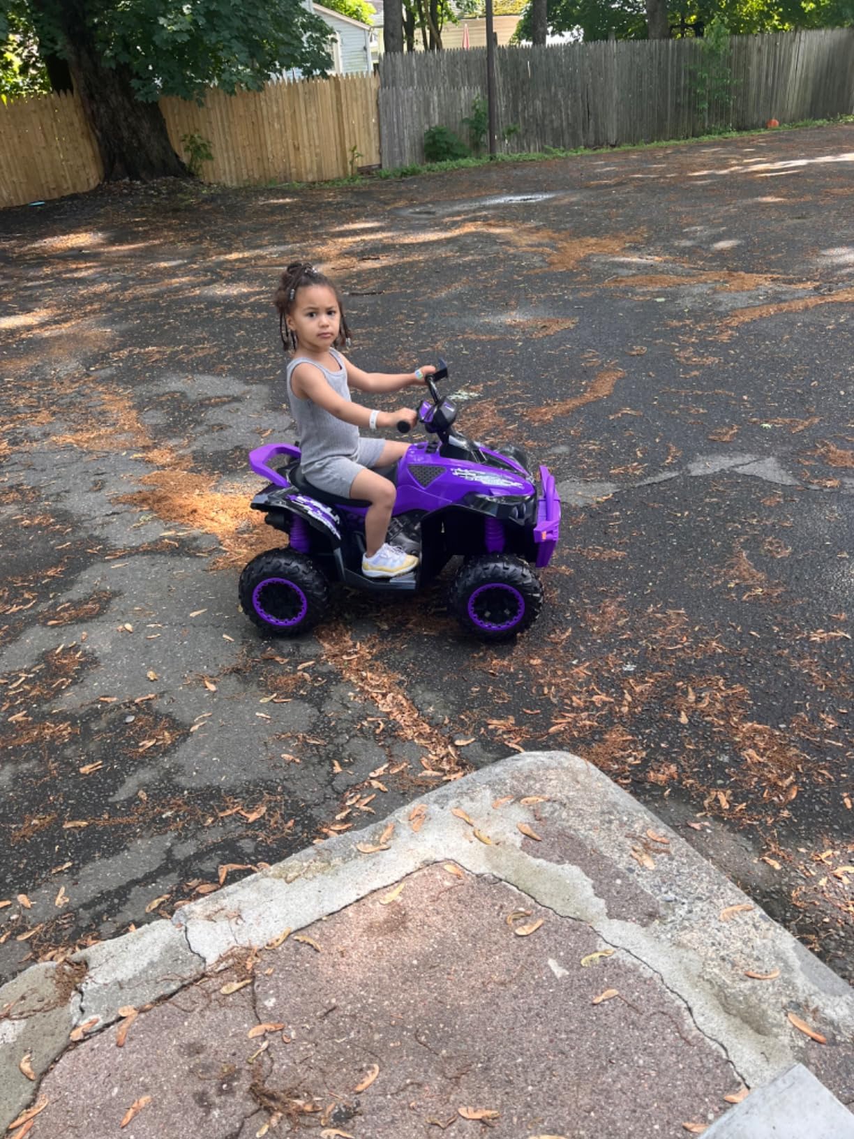 INFANS Kids Ride on ATV, 12V 4 Wheeler Quad Toy Vehicle with Music, Horn, High Low Speeds, LED Lights, Electric Ride On Toy, Battery Powered Wheels Car for Kids 3-8 Years Old (Blue) customer photo 1