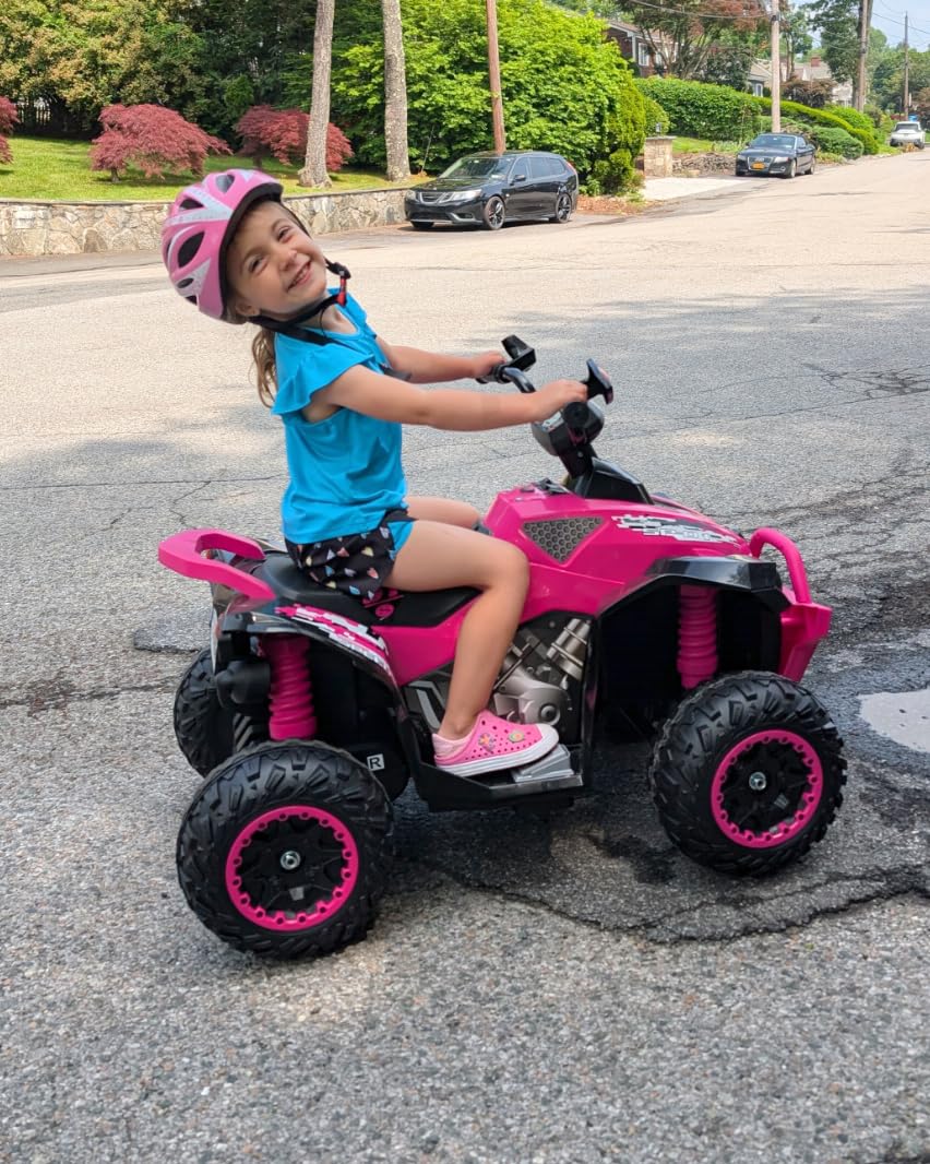 INFANS Kids Ride on ATV, 12V 4 Wheeler Quad Toy Vehicle with Music, Horn, High Low Speeds, LED Lights, Electric Ride On Toy, Battery Powered Wheels Car for Kids 3-8 Years Old (Blue) customer photo 2
