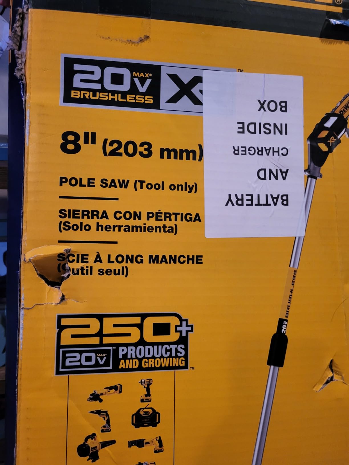 Dewalt DCPS620BDCB240C-BNDL 20V MAX XR Brushless Lithium-Ion Cordless Pole Saw and 20V MAX 4 Ah Lithium-Ion Battery and Charger Starter Kit Bundle customer photo 1