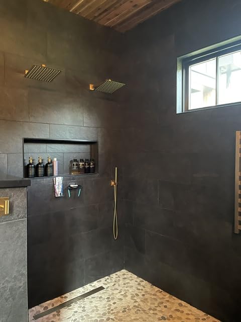 Aolemi Shower System with Rainfall Shower Head and Handheld Wall Mount, High Pressure Shower Faucet Set Fixture Combo with 2 in 1 Handheld Spray Rough-in Valve, 12 Inch Shower Head Brushed Gold customer photo 2