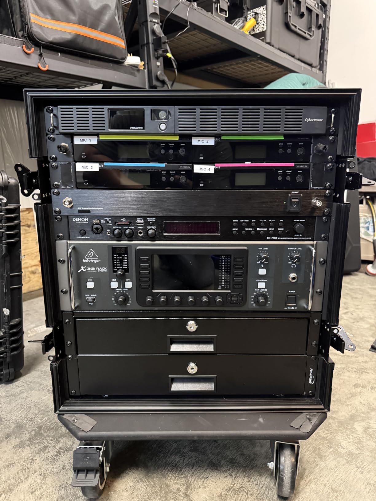Sound Town Black Series 10U PA/DJ Rack/Road Case with 10-Space, All-Black Anodized Hardware, Plywood, Casters, and 21