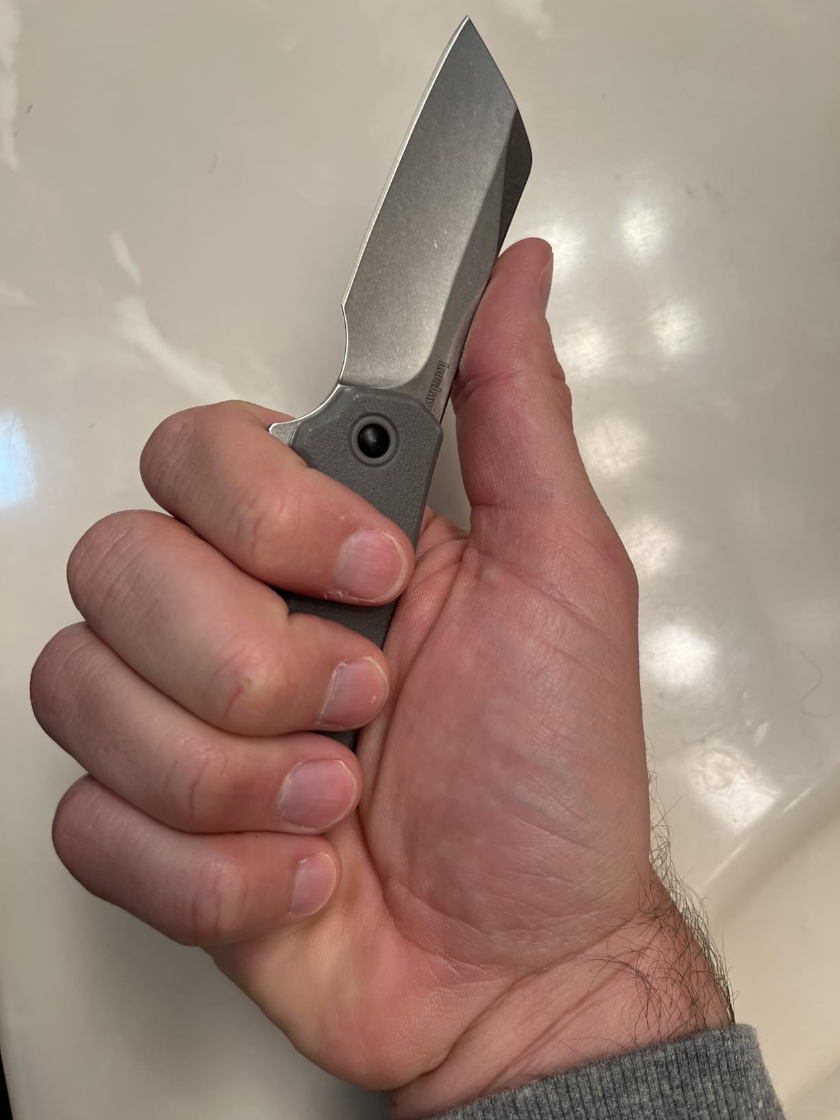 Kershaw Wharf Pocket Knife, Gray, 2.8 Inch Cleaver Blade | EDC with Assisted Opening, Reversible Deep-Carry Pocketclip, Everyday Carry for Men and Women customer photo 2