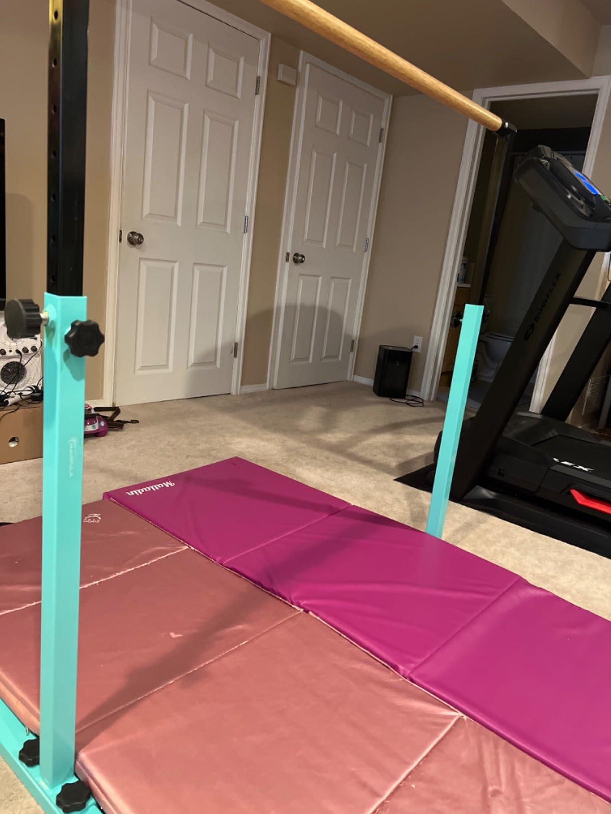 MARFULA Adjustable 5 Ft Folding Gymnastics Kip Bar for Kids Ages 3-18 | 5Ft Length Kip Bar, 4Ft Width, 5Ft Adjust Height, Stainless Steel Poles, Gymnastics Training Equipment for Kids Home Club Use customer photo 1