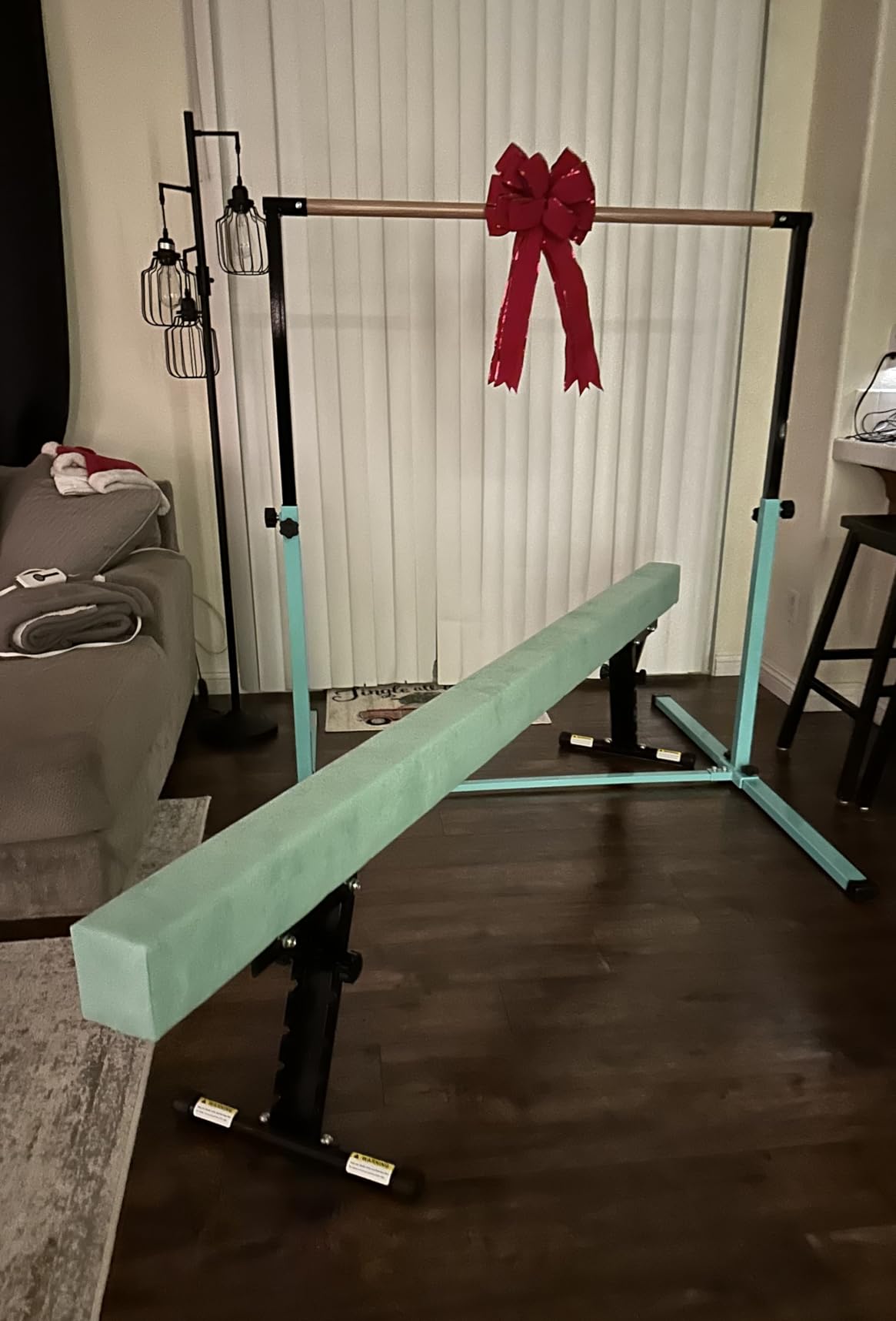 MARFULA Adjustable 5 Ft Folding Gymnastics Kip Bar for Kids Ages 3-18 | 5Ft Length Kip Bar, 4Ft Width, 5Ft Adjust Height, Stainless Steel Poles, Gymnastics Training Equipment for Kids Home Club Use customer photo 2