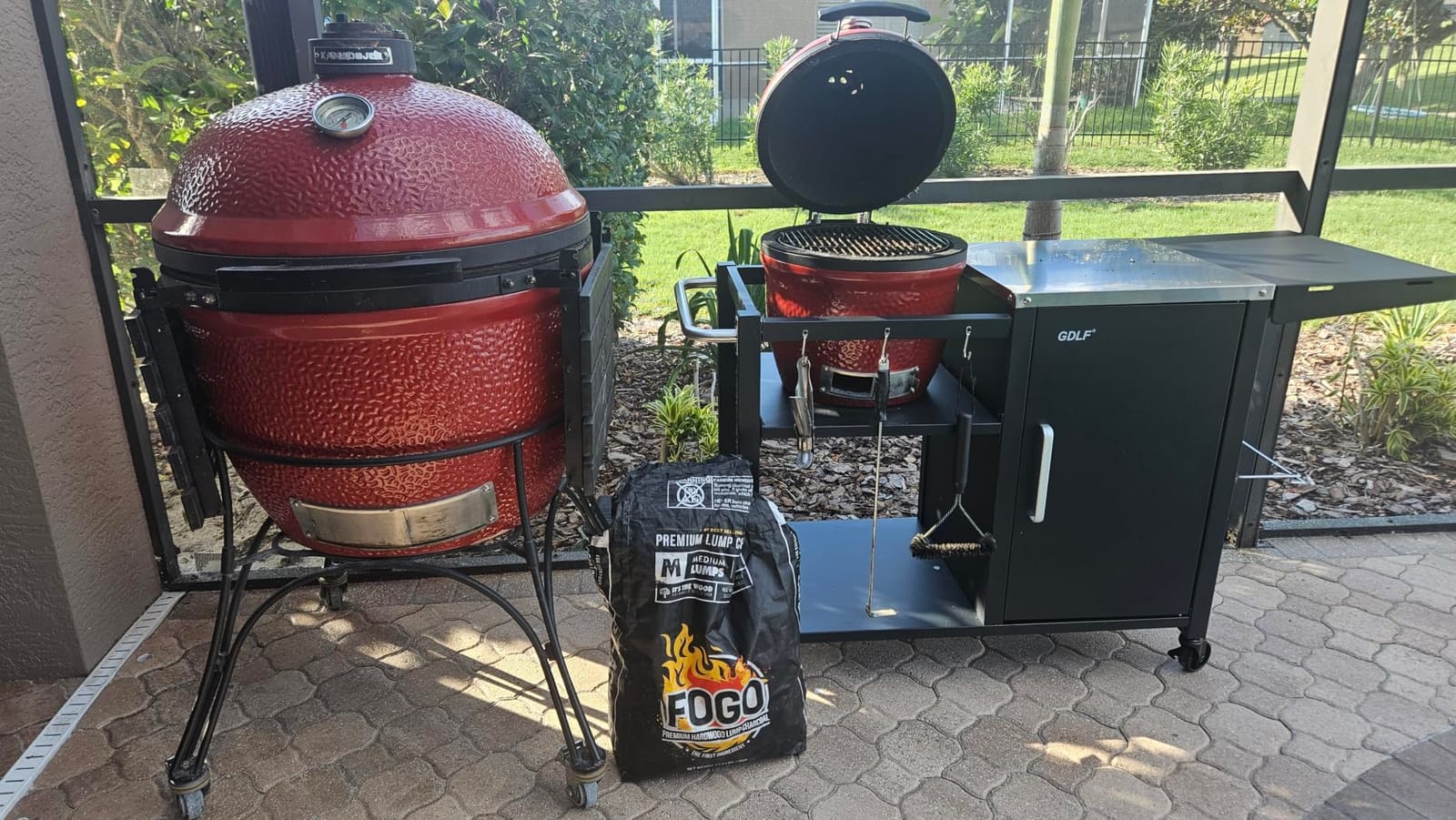 GDLF Outdoor Grill Table for Large Big Green Egg, Metal Grill Cart Station | Compatible With Large Big Green Egg, Kamado Joe Classic, Stainless Steel Prep Tops, Enclosed Storage Cabinet, Locking Wheels customer photo 2