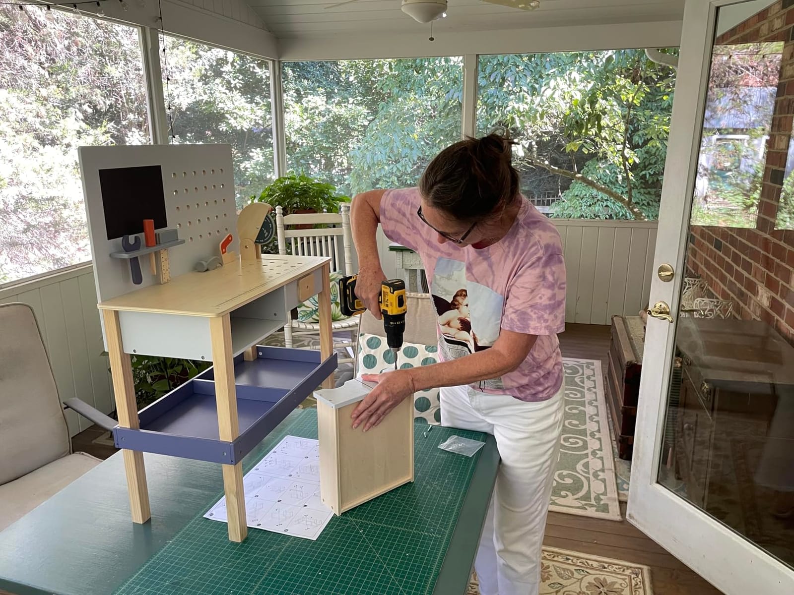 Wooden Tool Bench for Kids with Electric Drill, Drawers & Lower Shelf | Toy Workbench with Play Tools Set, Pretend Building Workshop for Boys and Girls, Creative Construction Gift for Ages 3+ customer photo 1