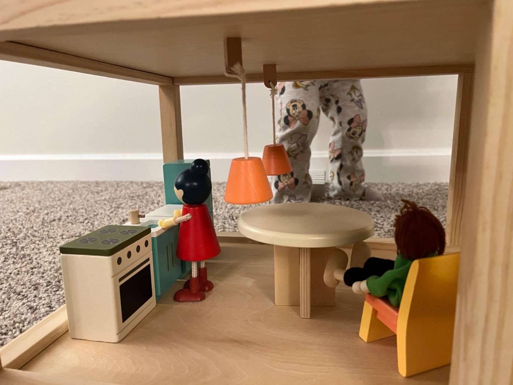 Giant bean Large Wooden Dollhouse with 32 Pcs Furniture Accessories | 3-Story Doll House 5 Rooms Balcony Wooden Stairs, Ideal Dollhouse Toy Christmas Gift for Kids Ages 3+, 30