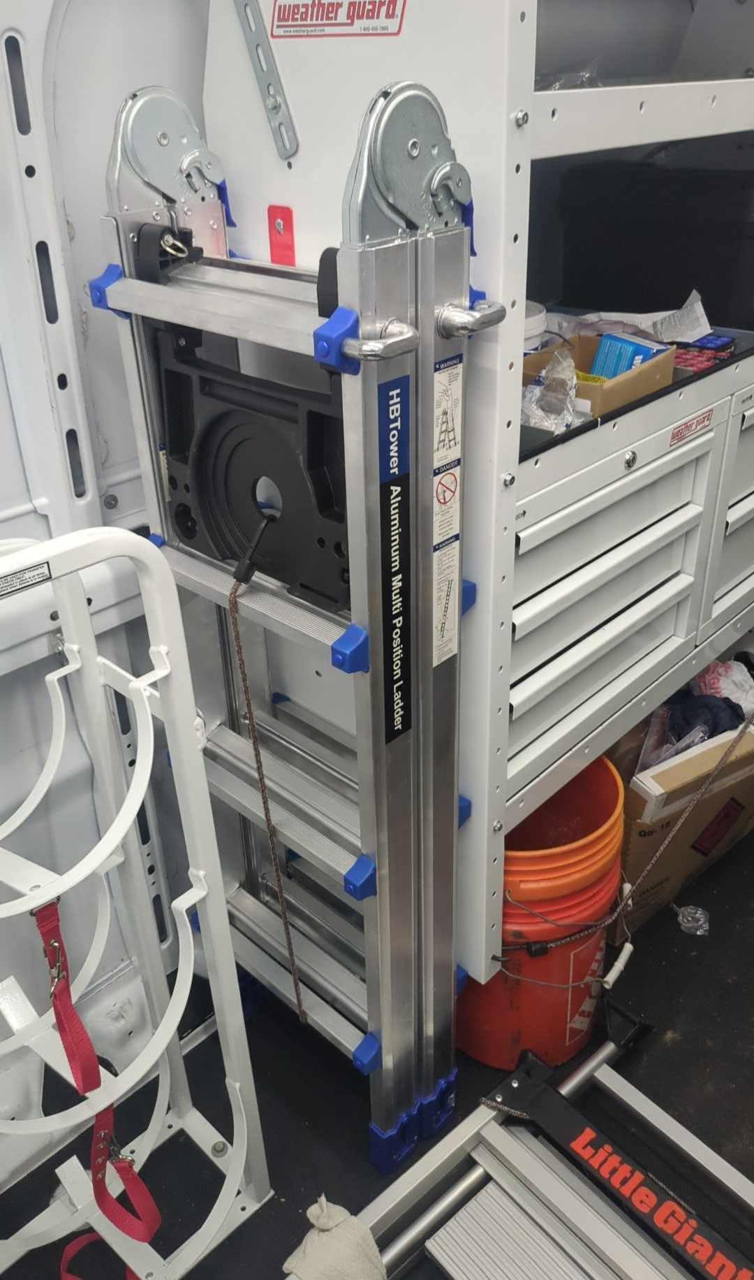 HBTower A Frame 3 Step Extension Ladder, 11 Ft Multi Position Ladder with Removable Tool Tray and Stabilizer Bar, 330 lbs Capacity Telescoping Ladder for Household and Outdoor Work customer photo 1