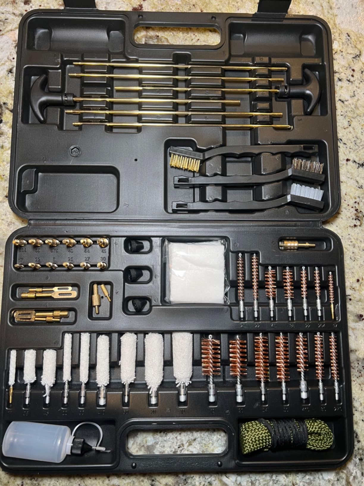 Elite Universal Gun Cleaning Kit for All Guns, Gun Brushes for Pistol Handgun Shotgun Rifle, Durable Brass Rods, 9mm Bore Rope, Oil Bottle, Brushes, Brass Jags, Carrying Case Gun Accessories for Men customer photo 1