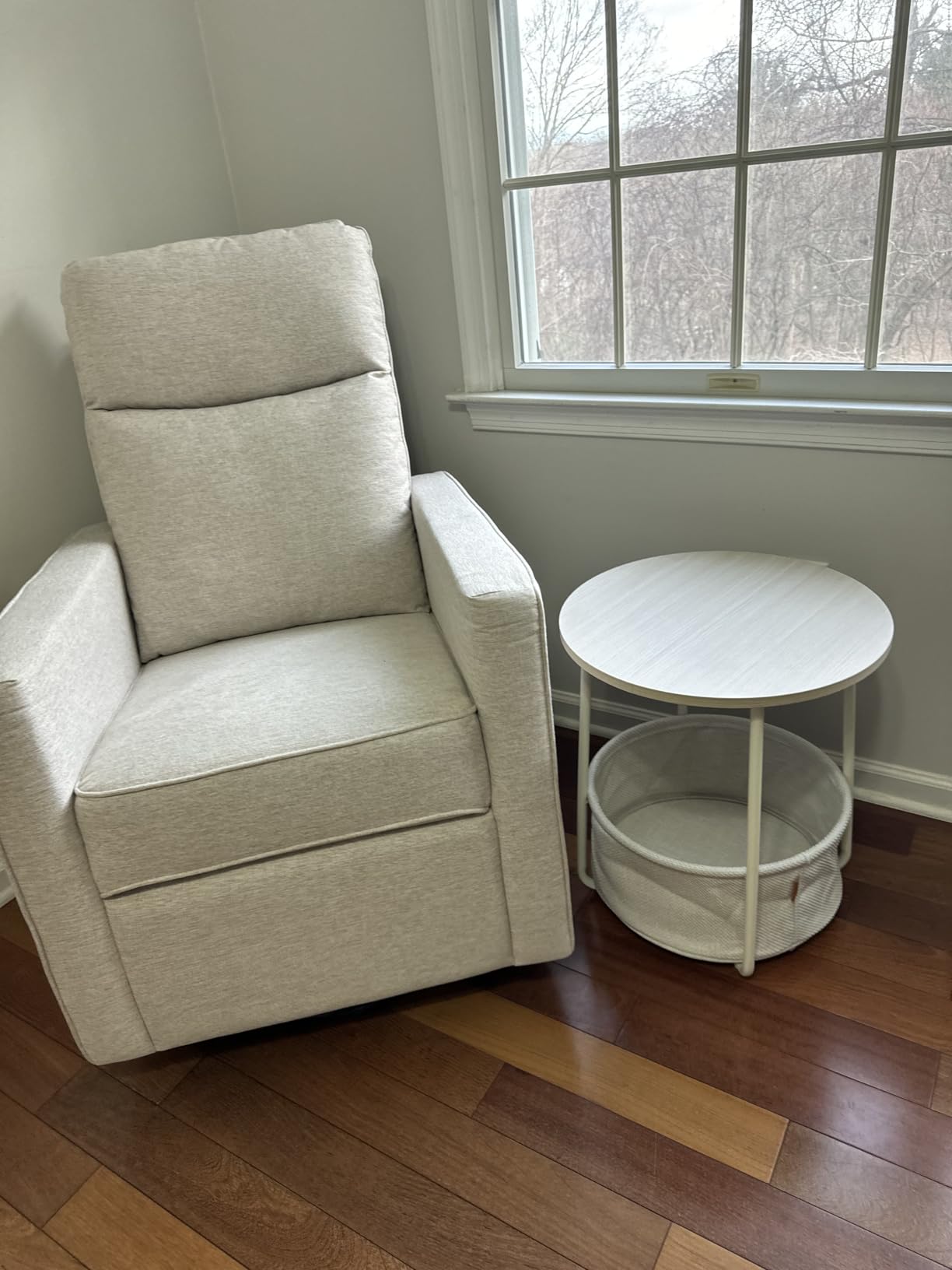 Davinci Gabby Glider Recliner Nursery Chair w/ 360° Swivel - Beach | High Pillowback Glider Rocking Chair - GREENGUARD Gold & FSC Certified customer photo 2