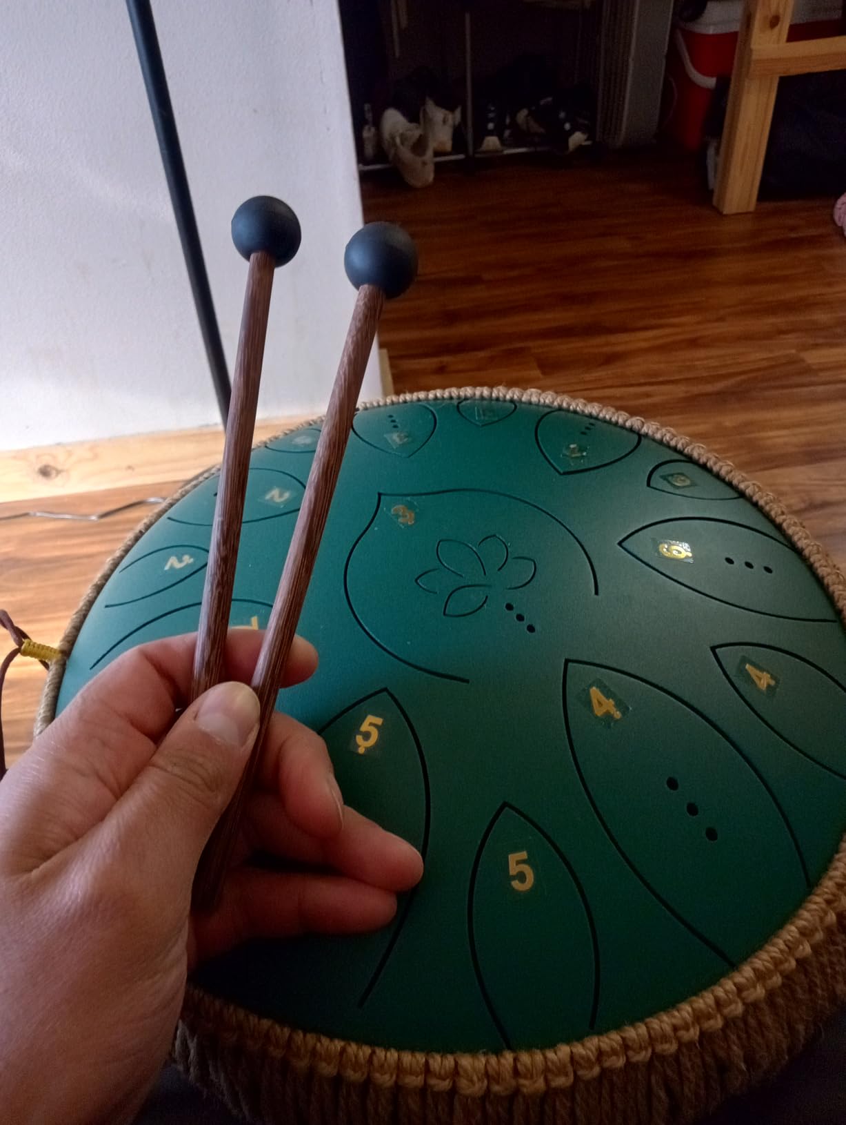 Steel Tongue Drum 13 Inches 15 Notes, Hand Pan Drums for Adults 440hz, C Major Handpan Musical Instrument with Song Book, Mallets and Carry Bag, Navy Blue customer photo 2