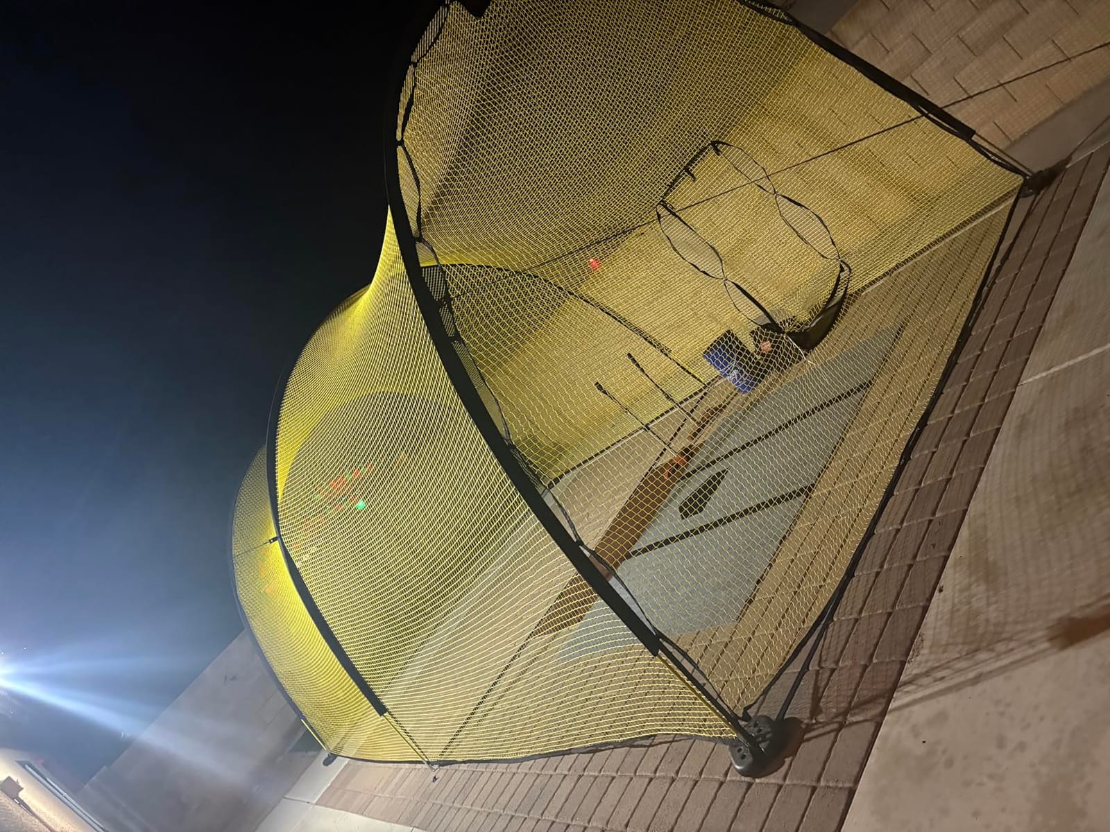 Portable 22ft x 12ft x 8ft Baseball & Softball Batting Cage with Pitching Machine Hole, 3ply 1.25'' Yellow Netting, Secure Steel Poles, 12.7MM Fibreglass Poles, Carry Bag Included customer photo 2