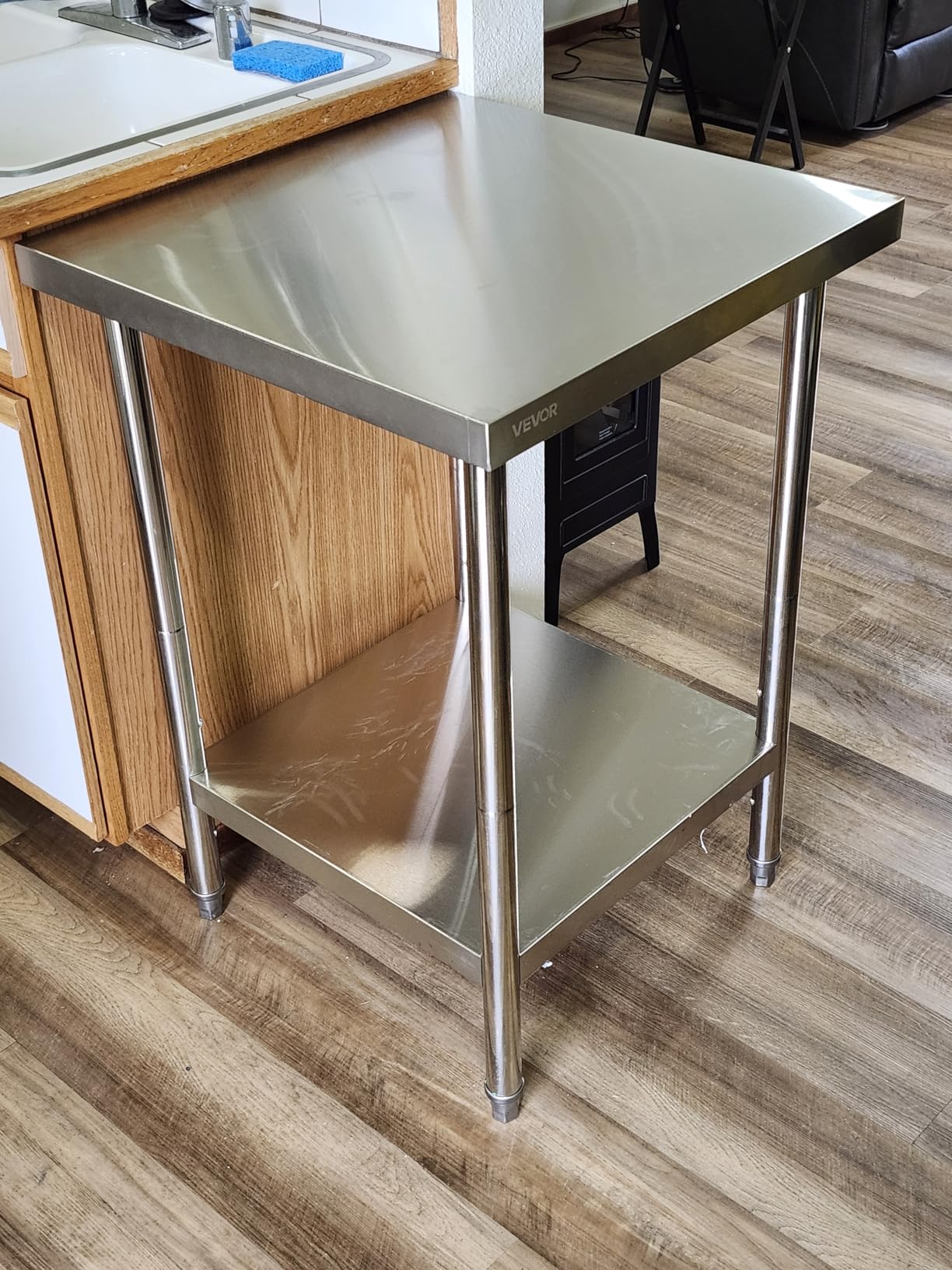 VEVOR Stainless Steel Prep Table, 30 x 72 x 34 Inch, 920 lbs Load Capacity, Heavy Duty Metal Worktable with 3 Adjustable Height Levels, Commercial Workstation for Kitchen Garage Restaurant Backyard customer photo 2