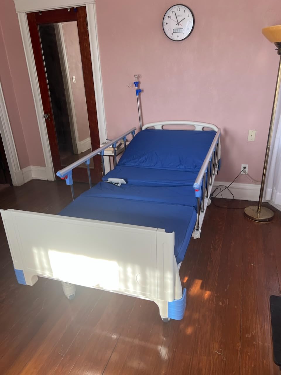 Hospital Bed Electric 2 Function, 5-Inch Locking Casters for Home Hospital Use, 530LBS Loading, with IV Pole, Bed Tray and Mattress customer photo 1