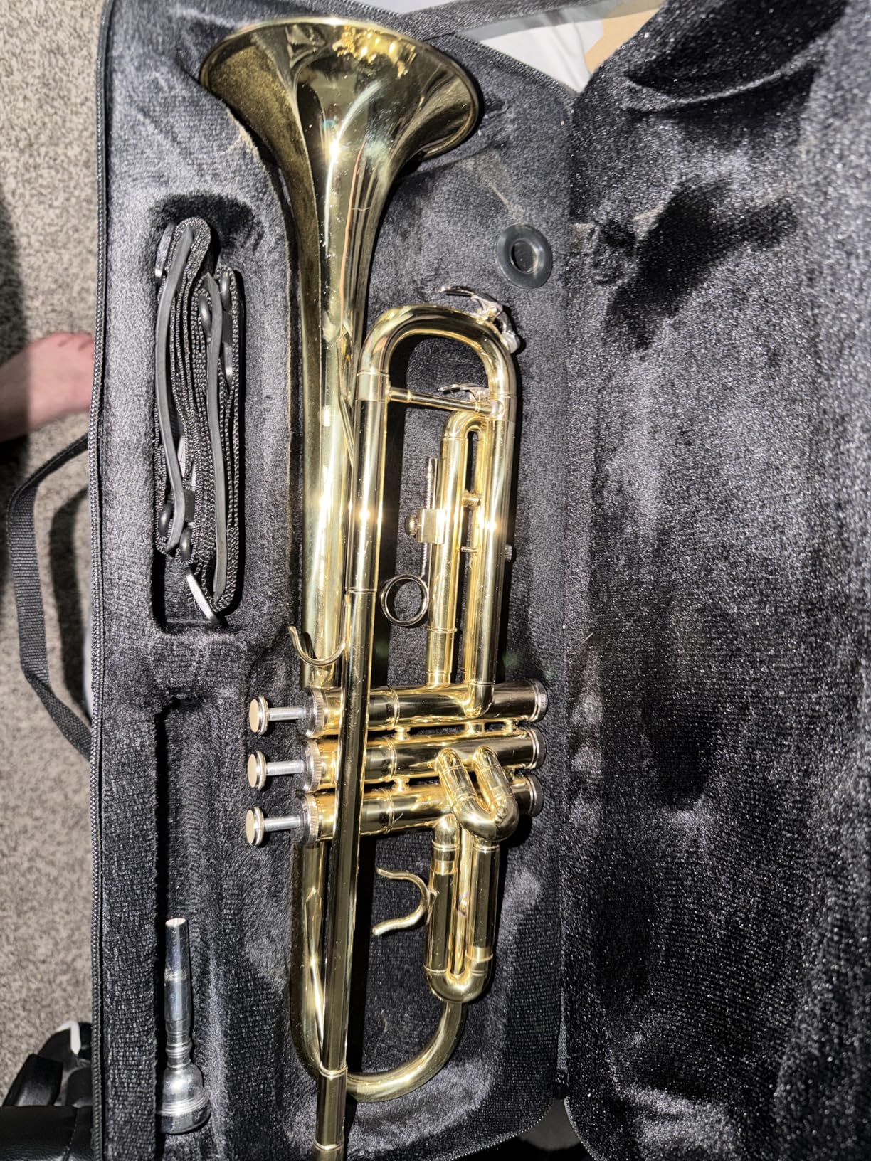 Yinfente Bb Standard Trumpet Set for Beginner or Advance Student, Brass Student Trumpet Instrument With Hard Case, 7C Mouthpiece, Cleaning Kit, White Gloves Glod customer photo 1