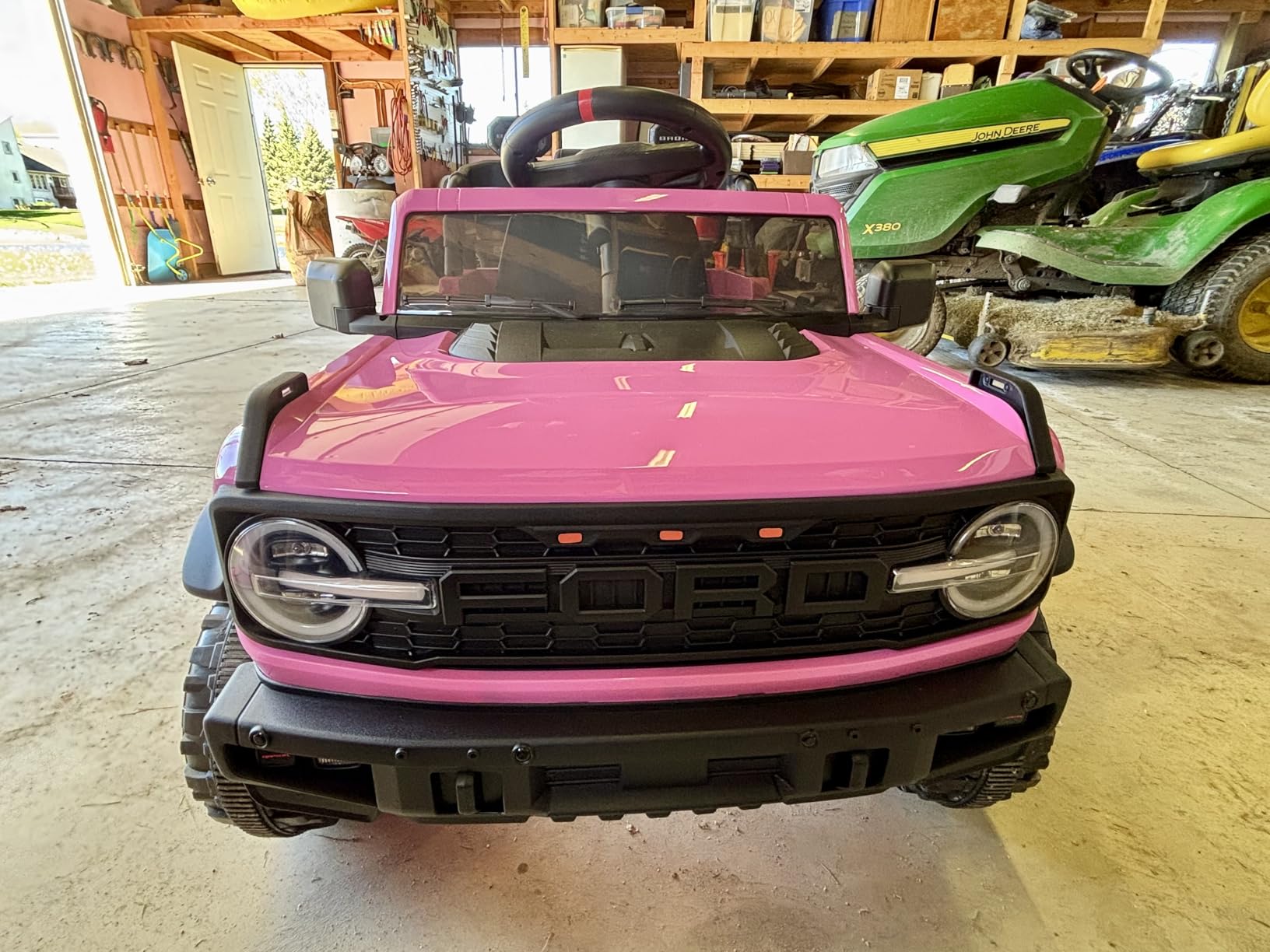 ENYOPRO 12V Licensed Ford Bronco Raptor Ride on Car for Kids, Battery Powered Electric Car for Toddlers w/Remote Control, Spring Suspension, Seat Belt, Bluetooth, Horn, LED Lights, Radio (Black) customer photo 2