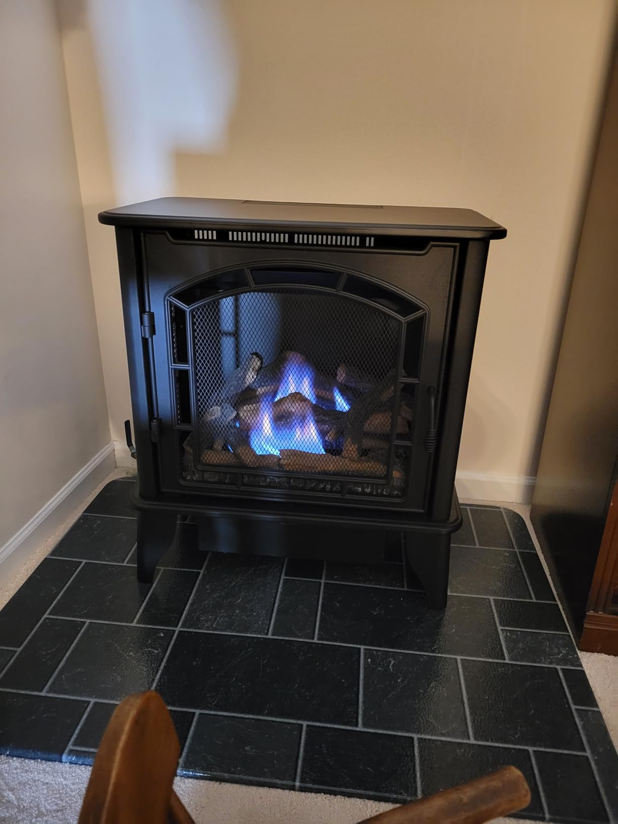 Panorama Vent Free Dual Fuel 3-Sided Gas Stove - 23,000 BTU, Remote Control, Black Finish - Model# BTSD23RT customer photo 1